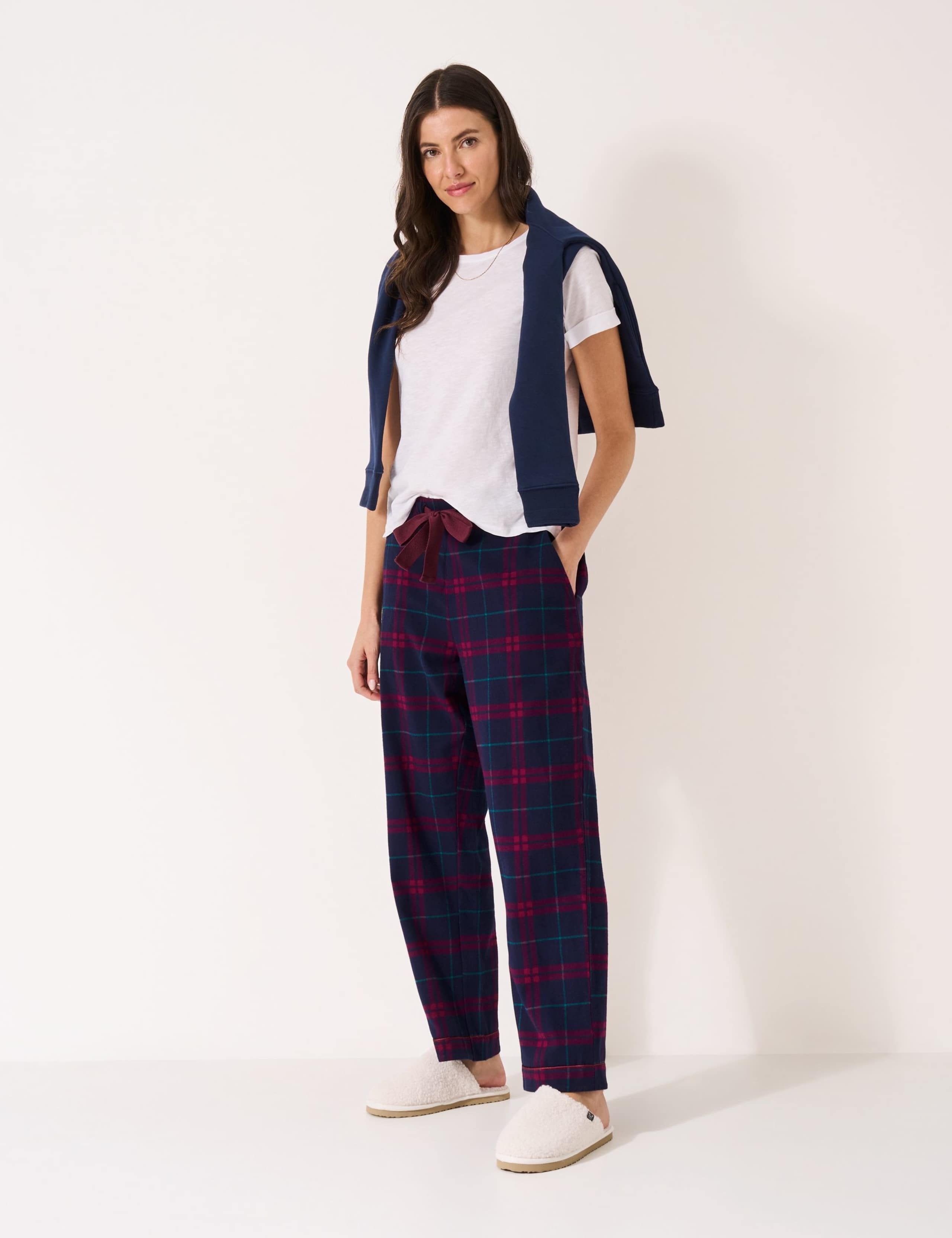 Pure Cotton Flannel Checked Pyjama Bottoms
