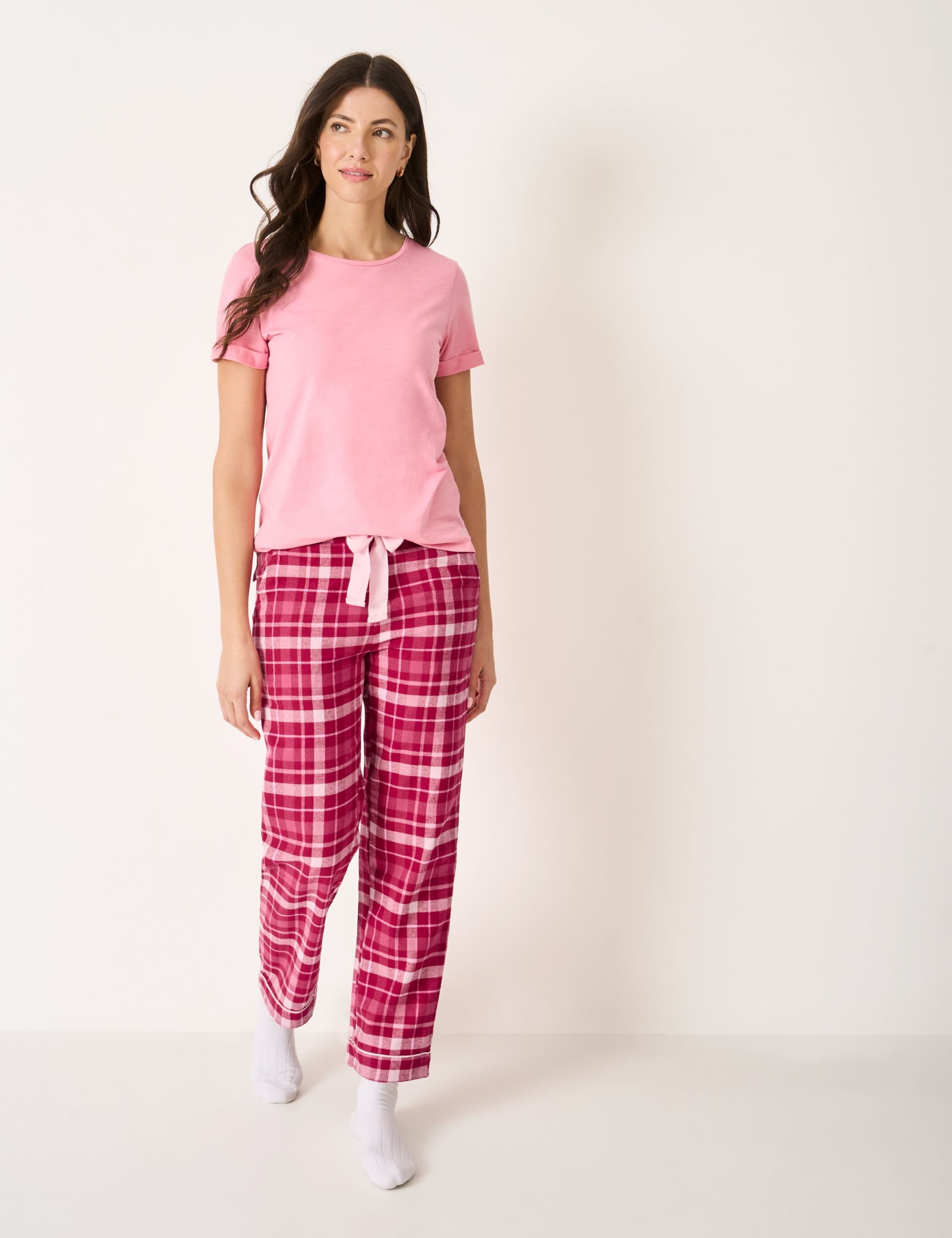 Pure Cotton Flannel Checked Pyjama Bottoms