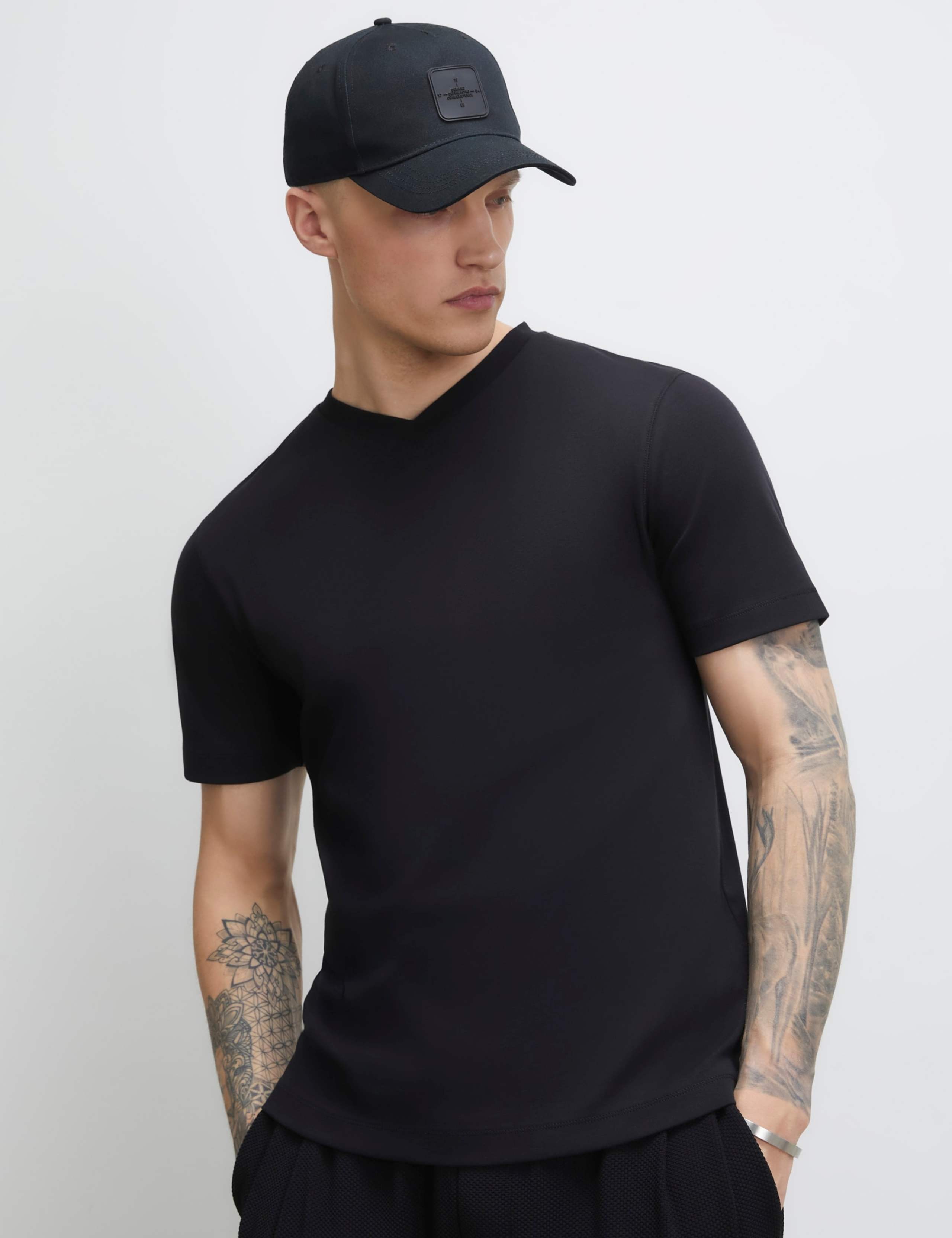 Slim Fit Pure Cotton V Neck Short Sleeve T-Shirt