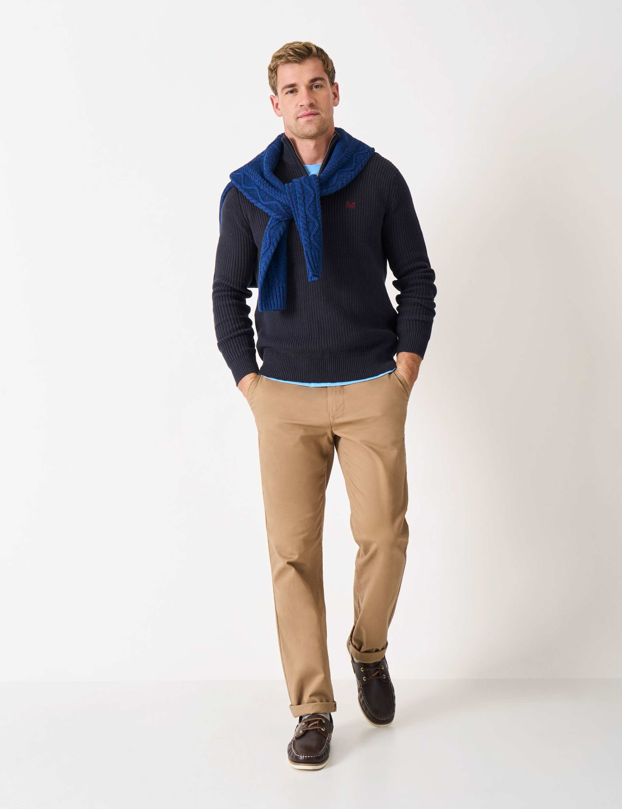 Pure Cotton Ribbed Half Zip Jumper