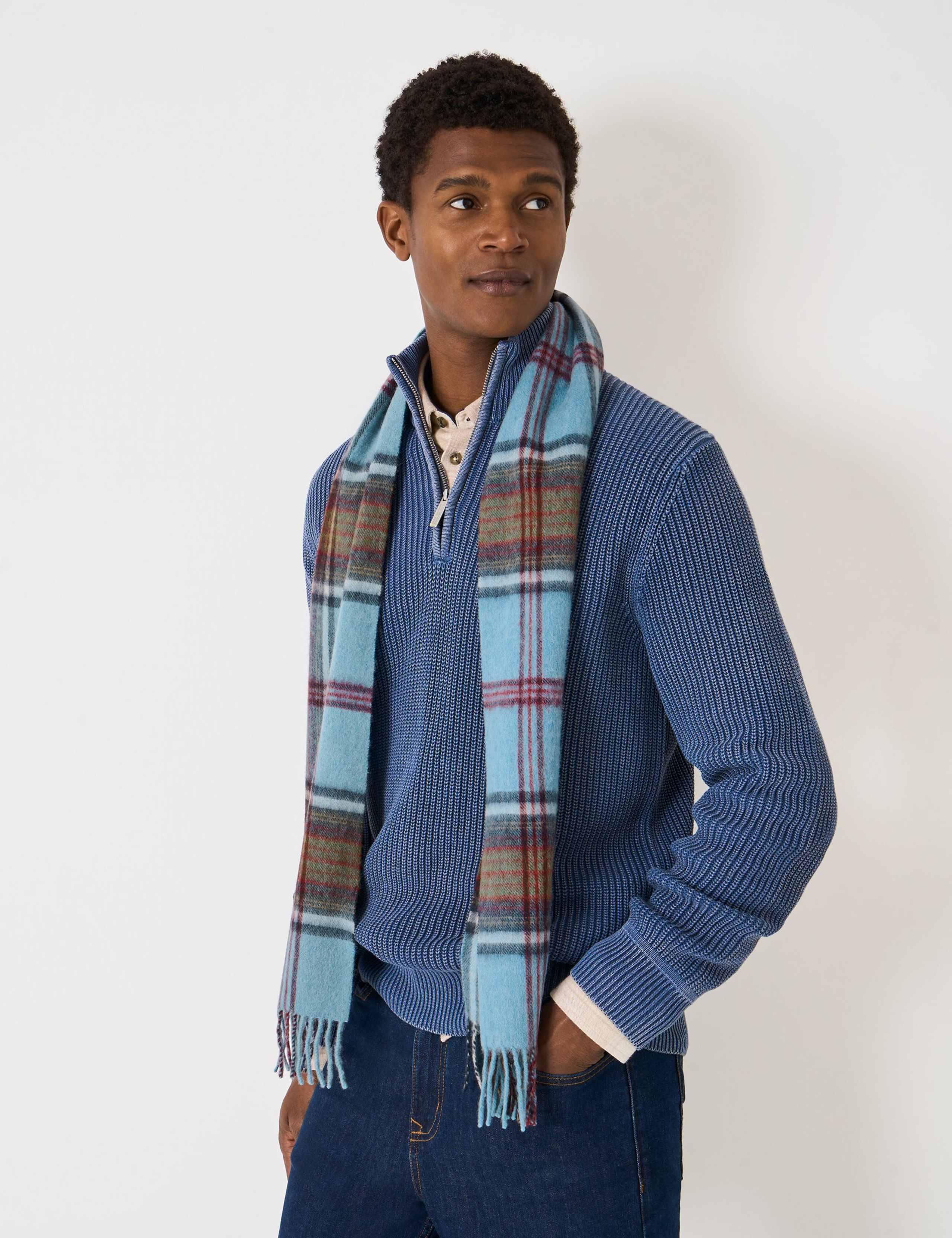 Pure Wool Checked Scarf