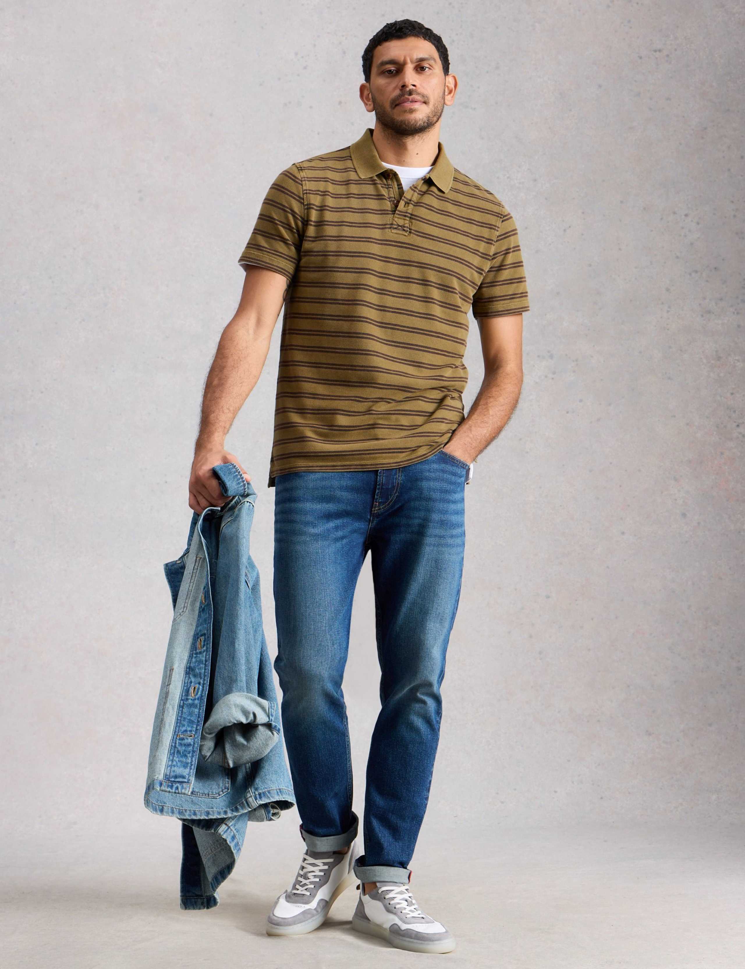 Pure Cotton Striped Polo Shirt