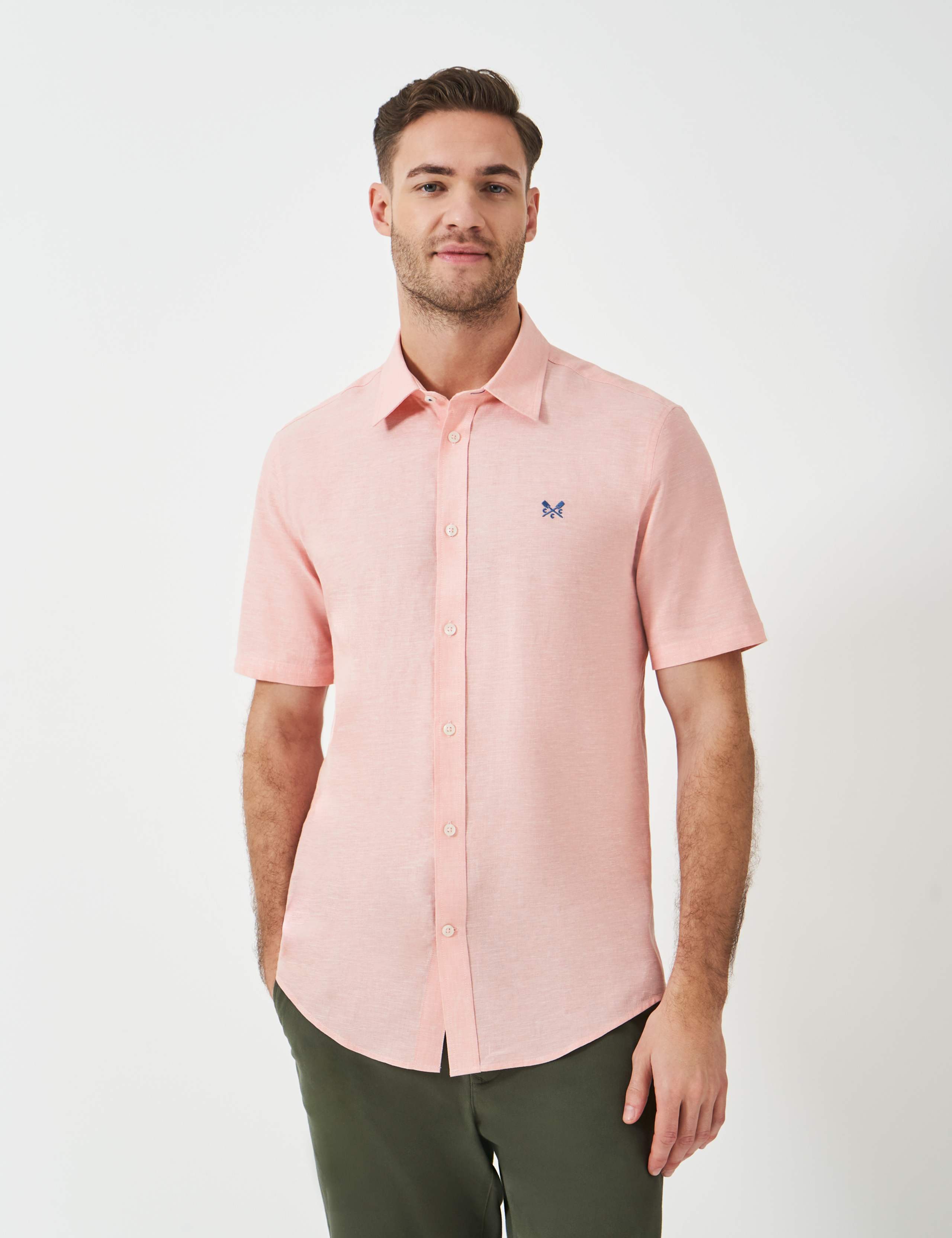 Cotton Linen Blend Short Sleeve Shirt