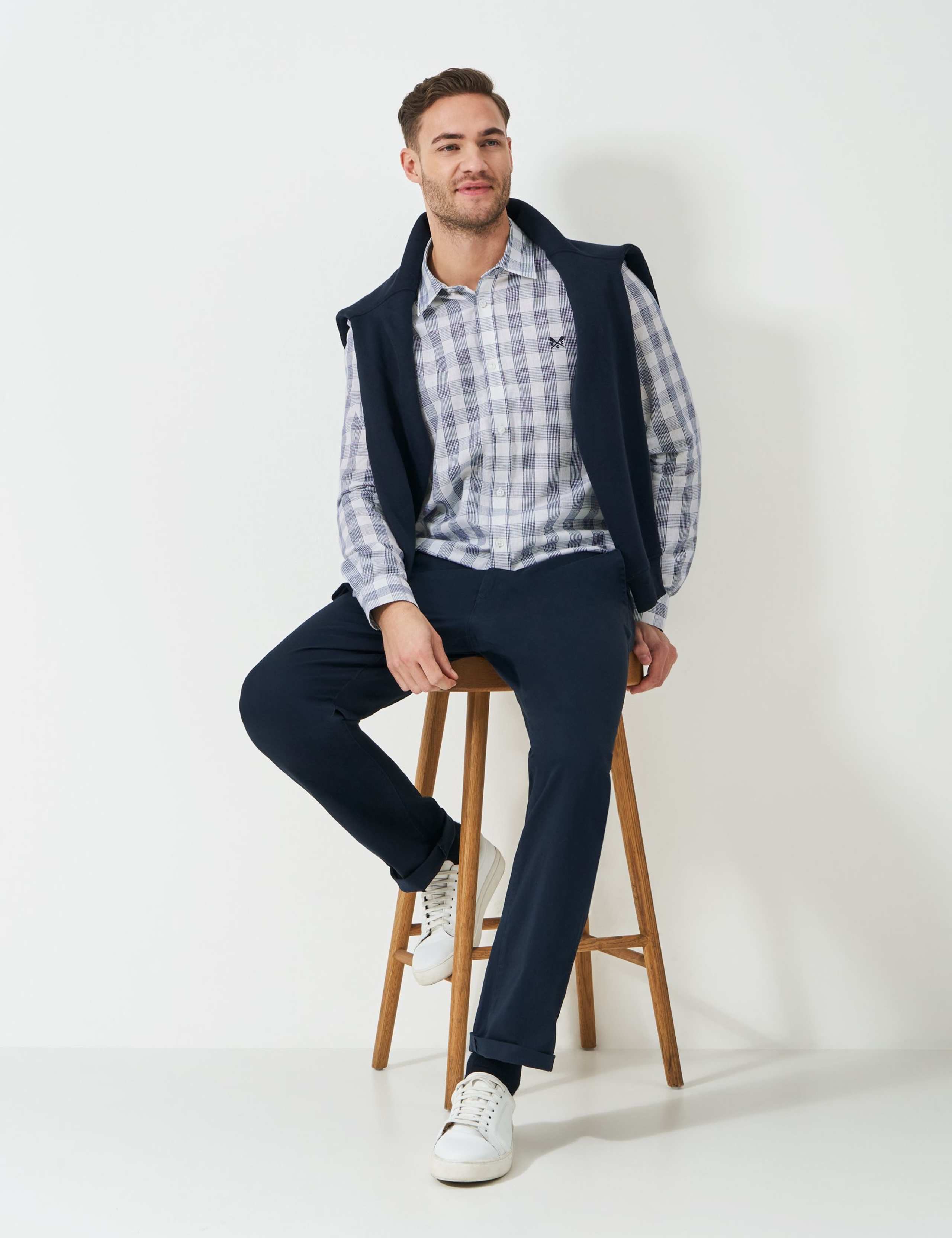 Regular Fit Linen Rich Check Shirt