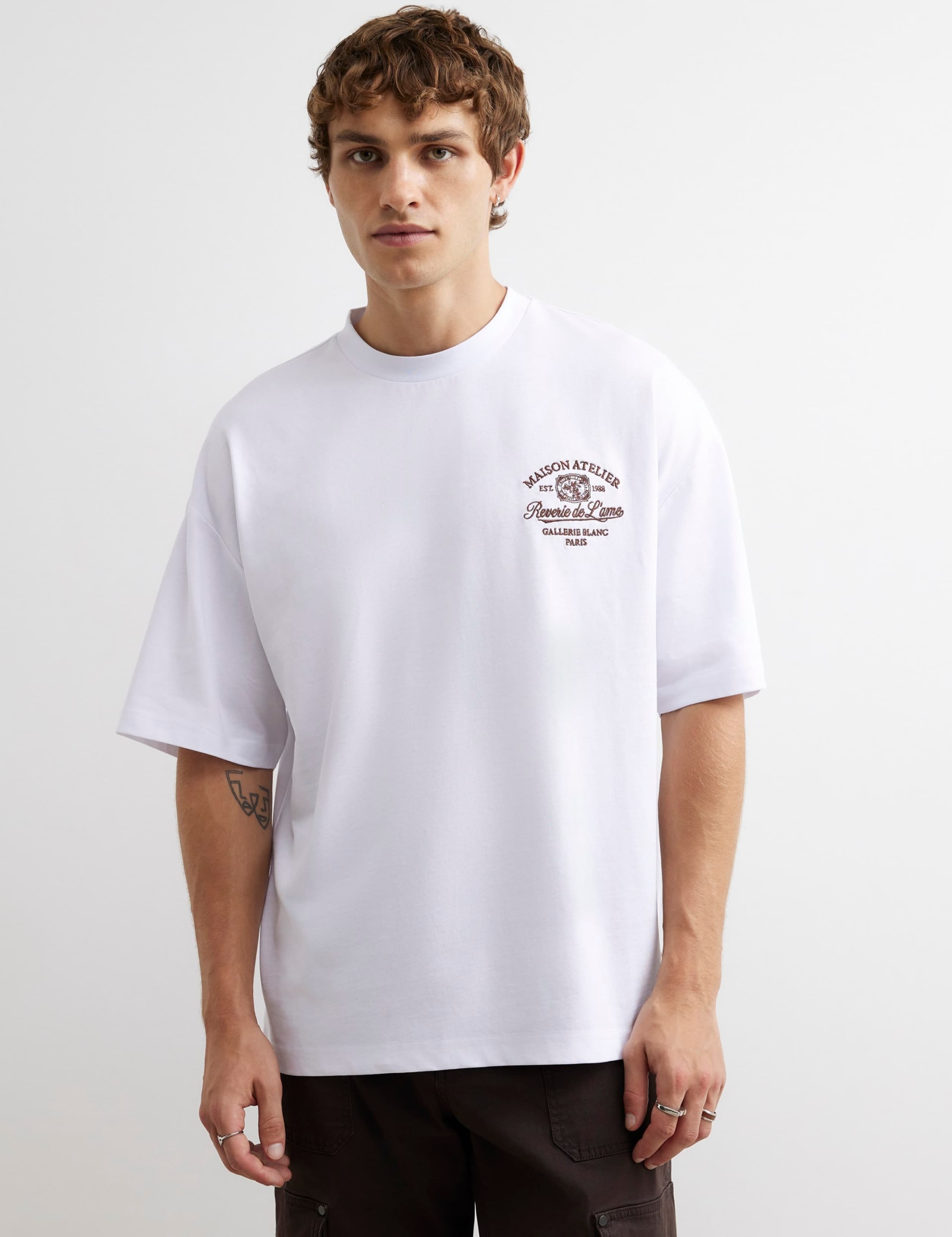 Oversized Pure Cotton Check Short Sleeve T-Shirt