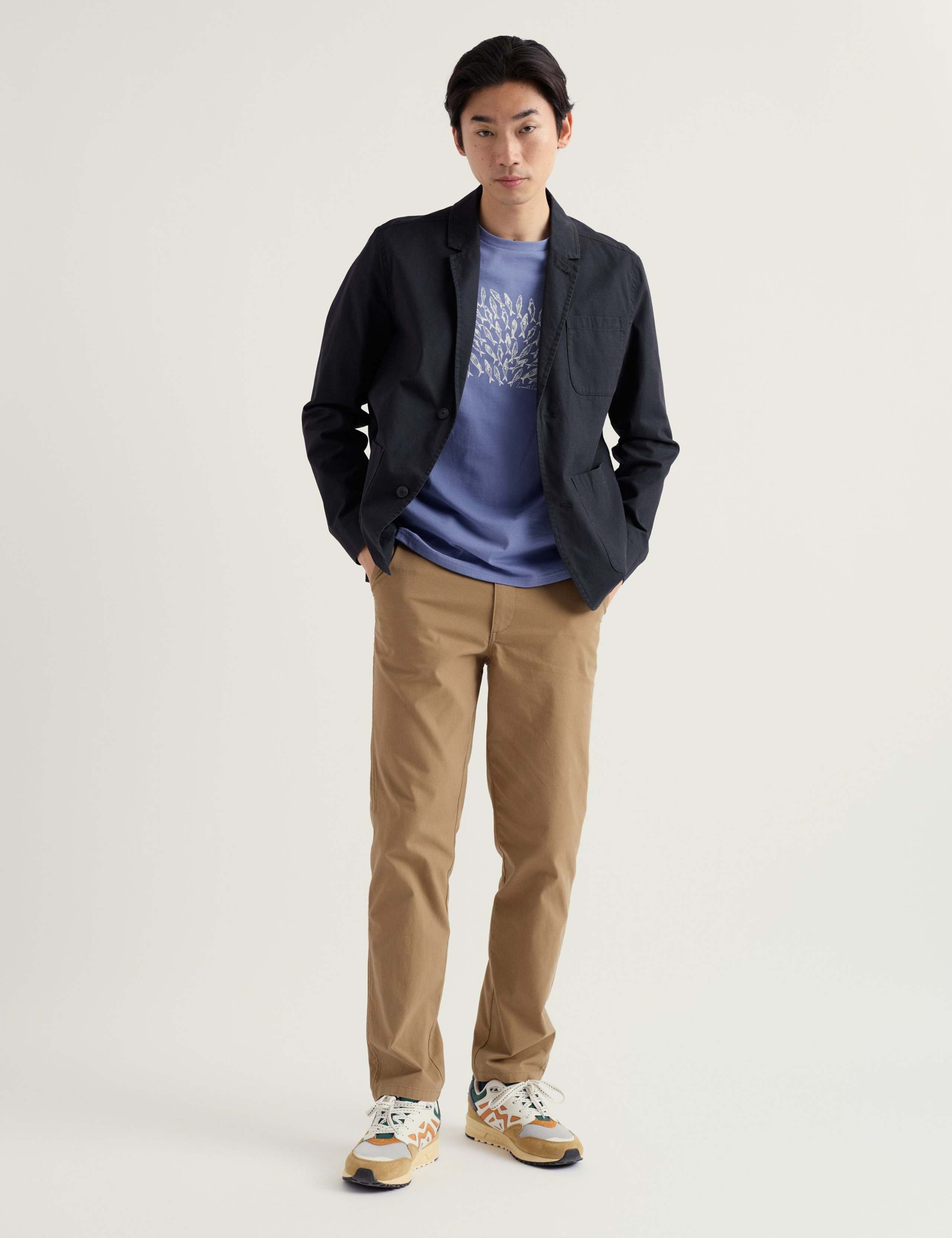 Pure Cotton Fish Graphic Crew Neck T-Shirt