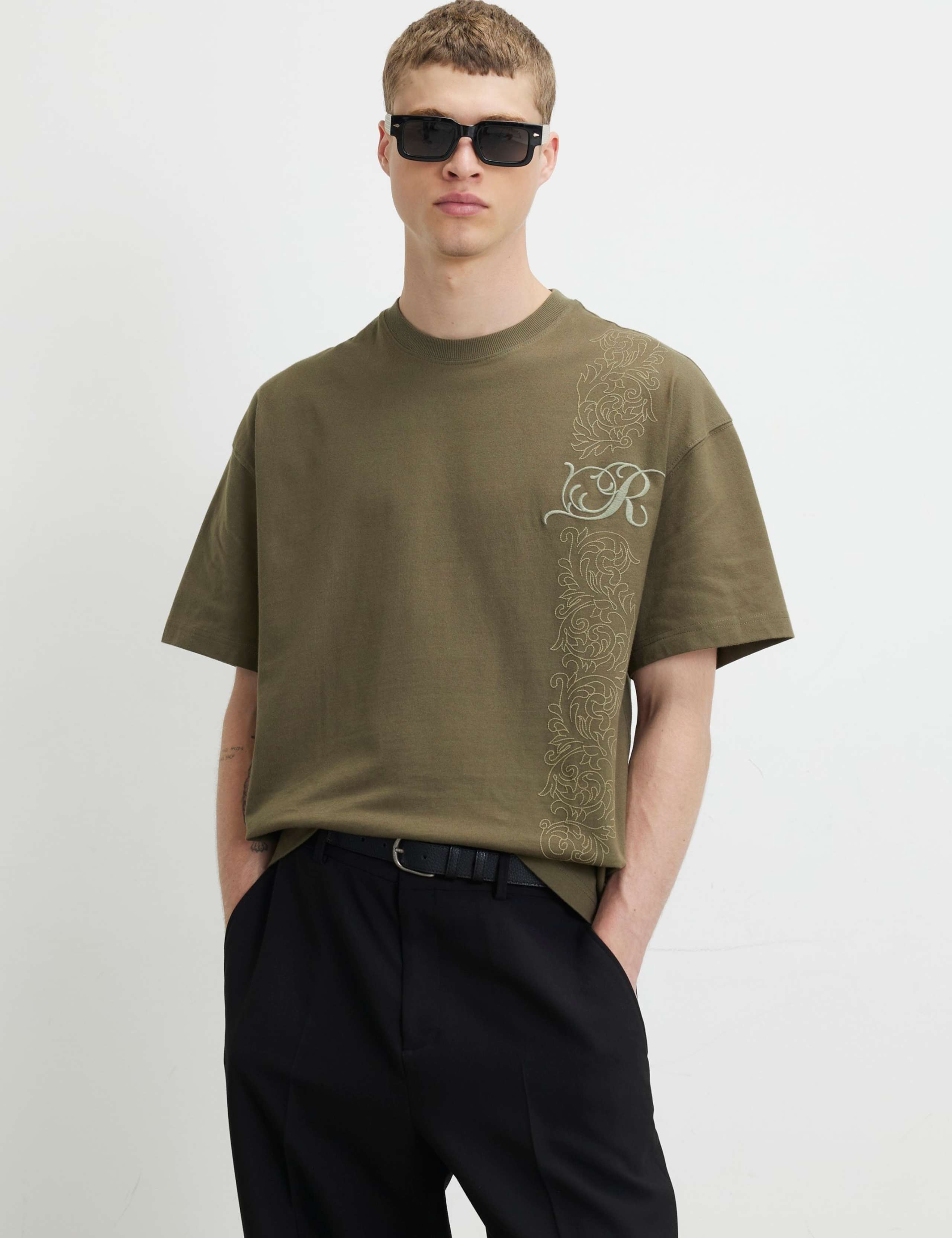 Cotton Floral Border T-Shirt