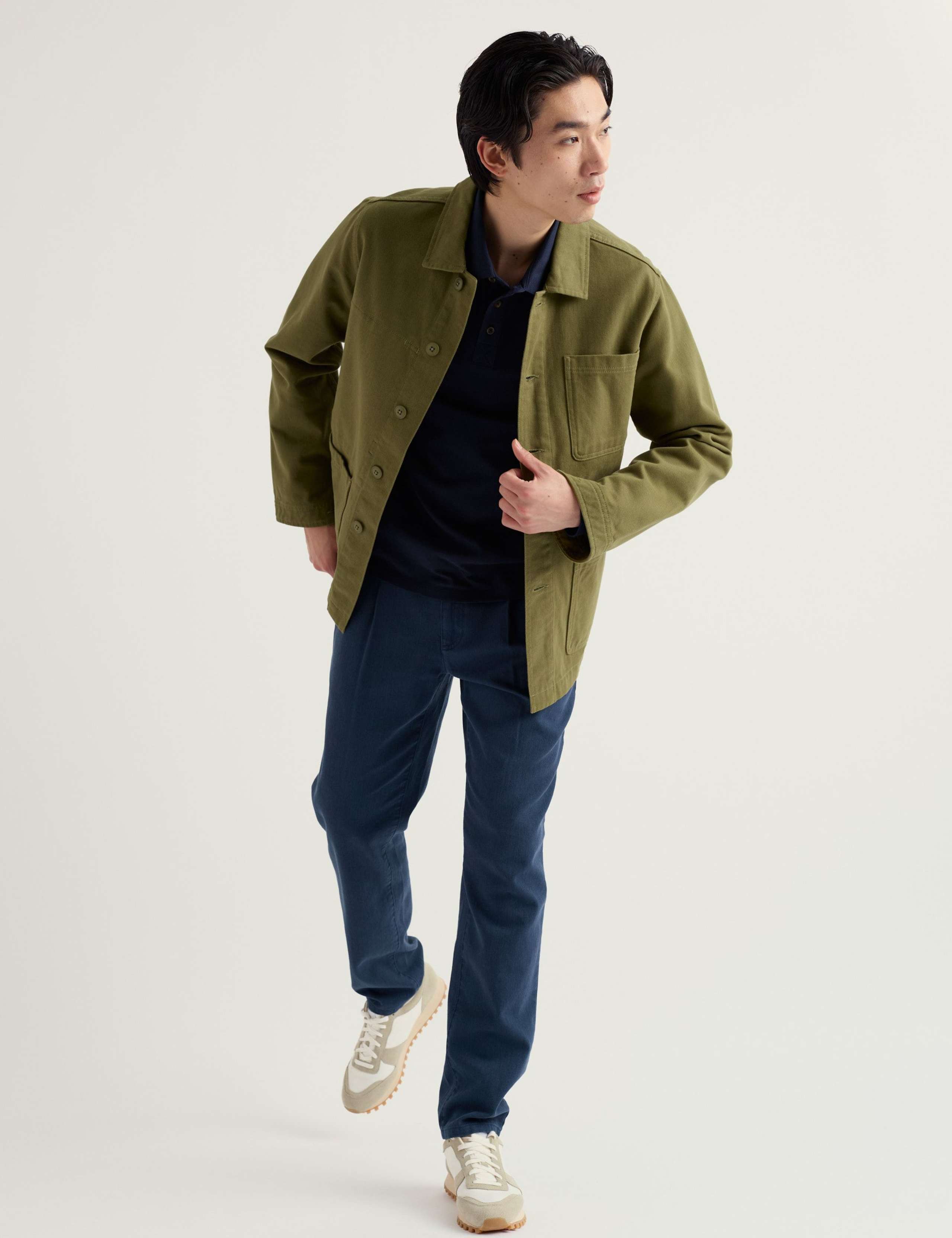 Pure Cotton Pique Long Sleeve Polo Shirt