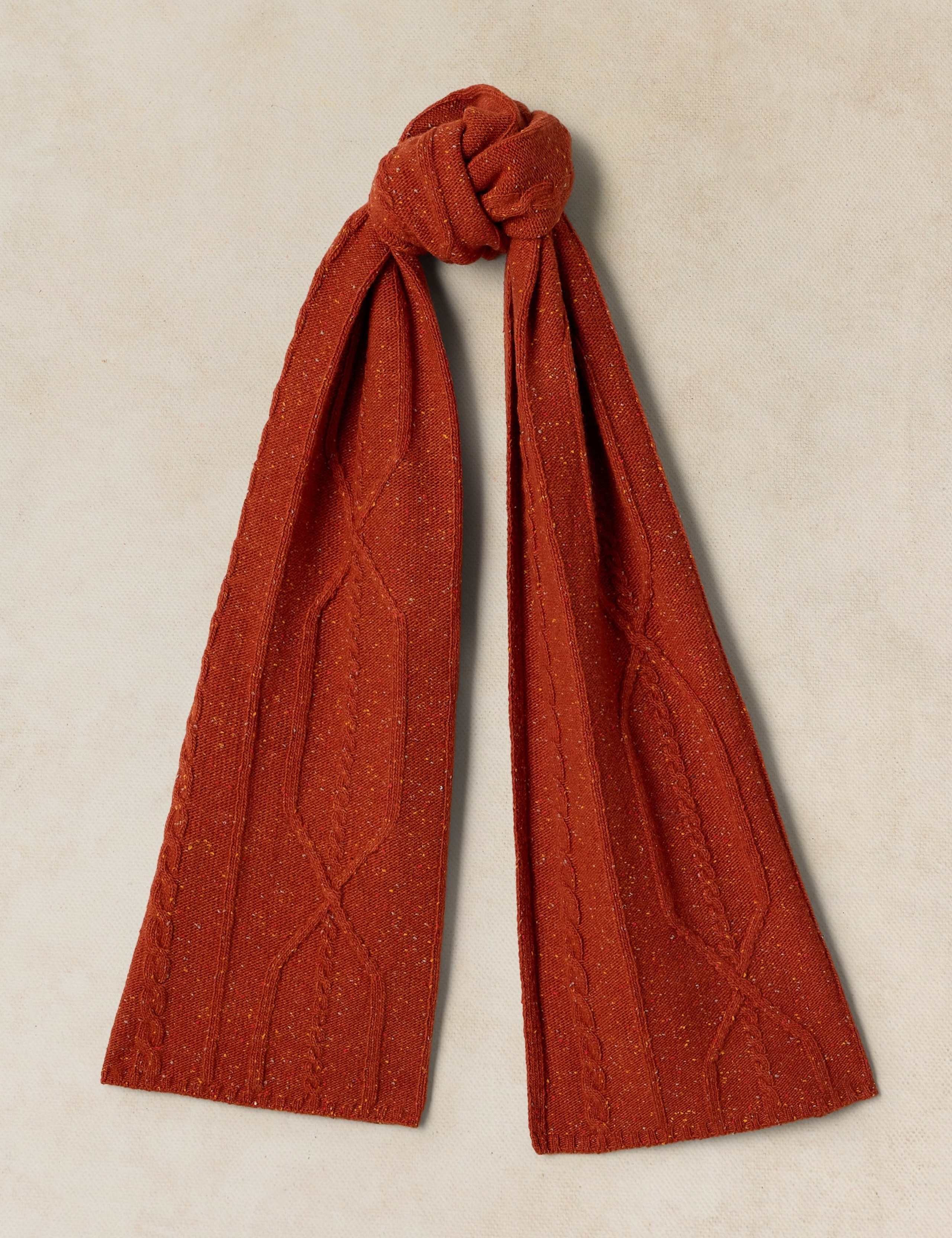 Lambswool Rich Nep Cable Knitted Scarf
