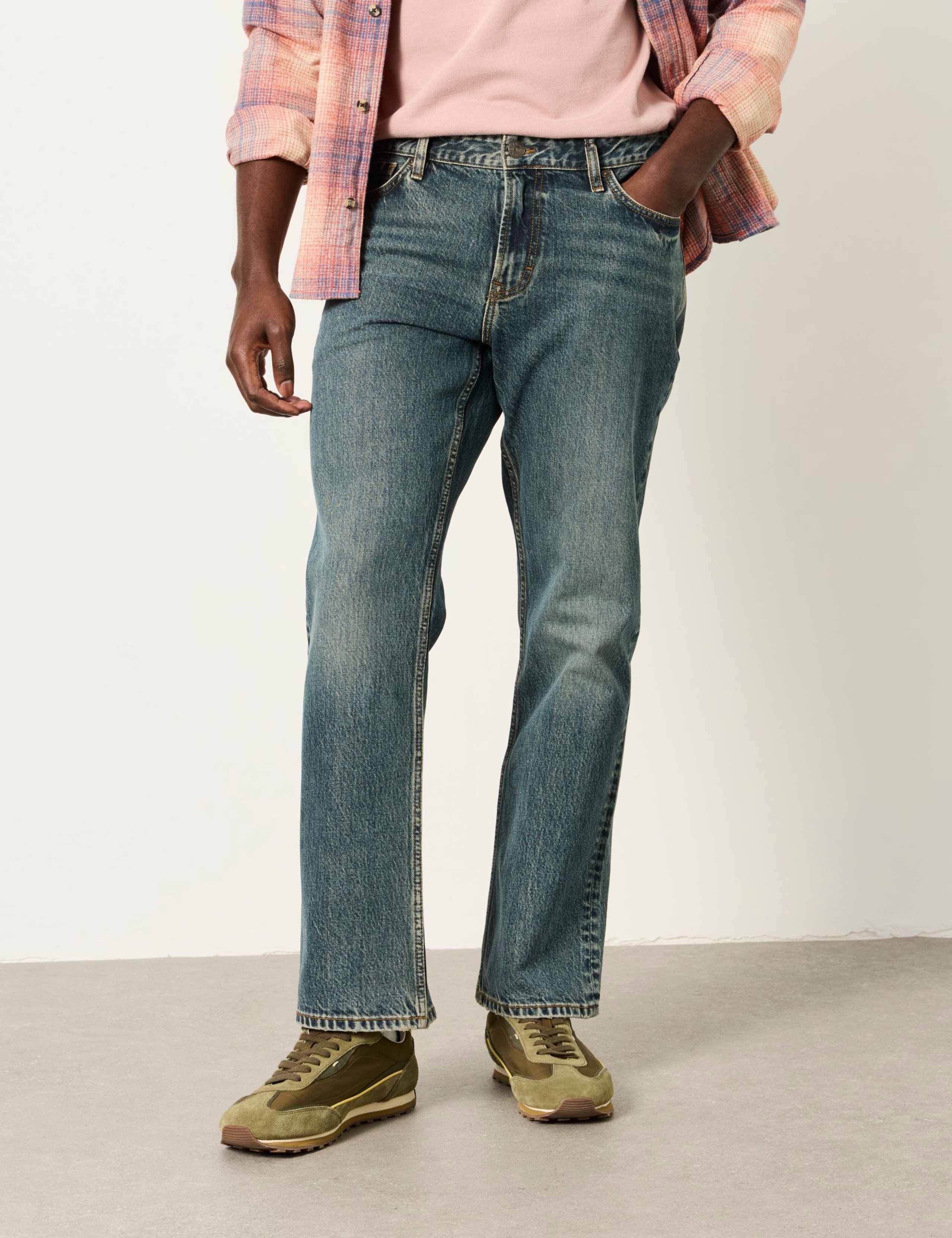 Straight Fit Pure Cotton 5 Pocket Jeans