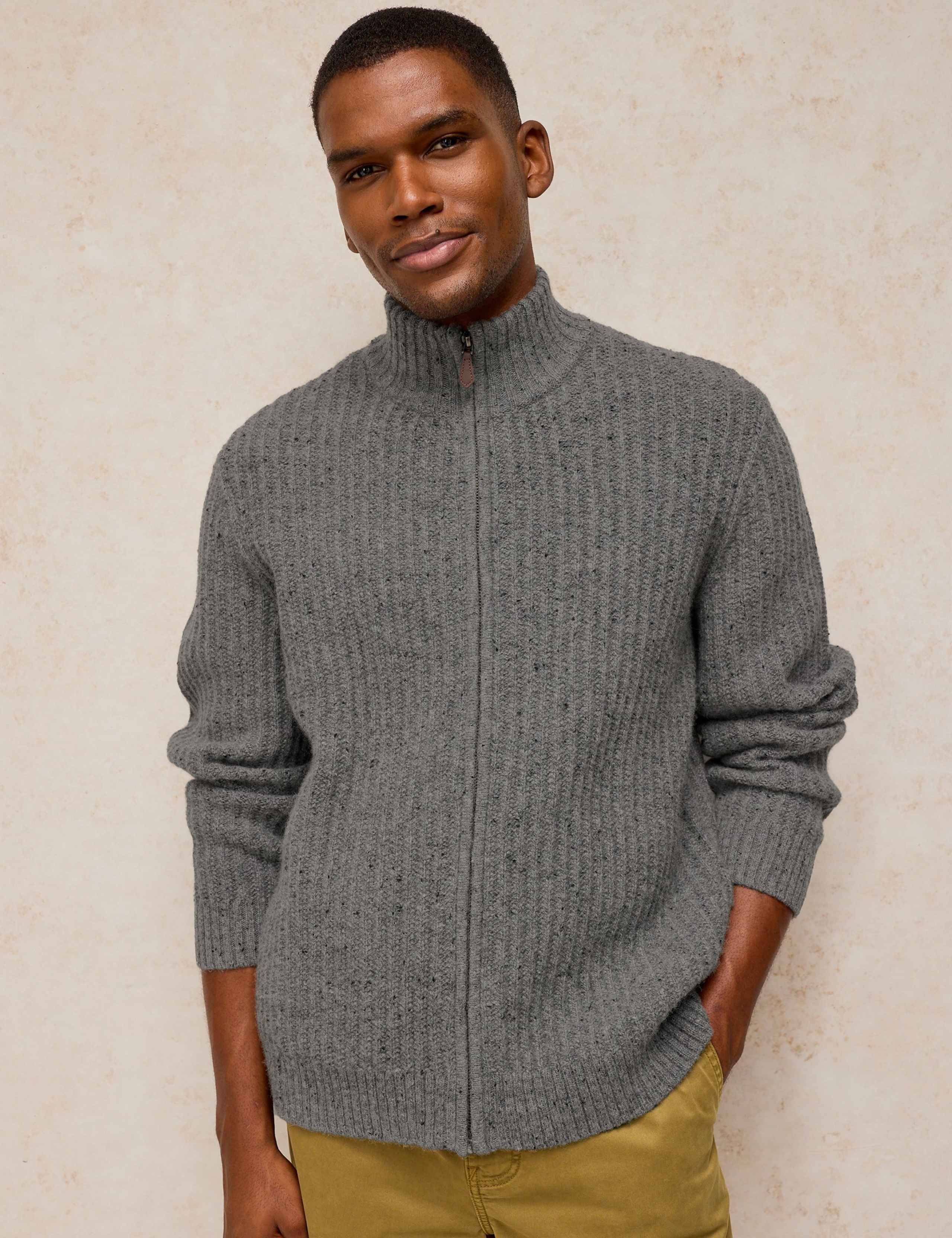 Selby Wool Rich V Neck Zip Up Cardigan