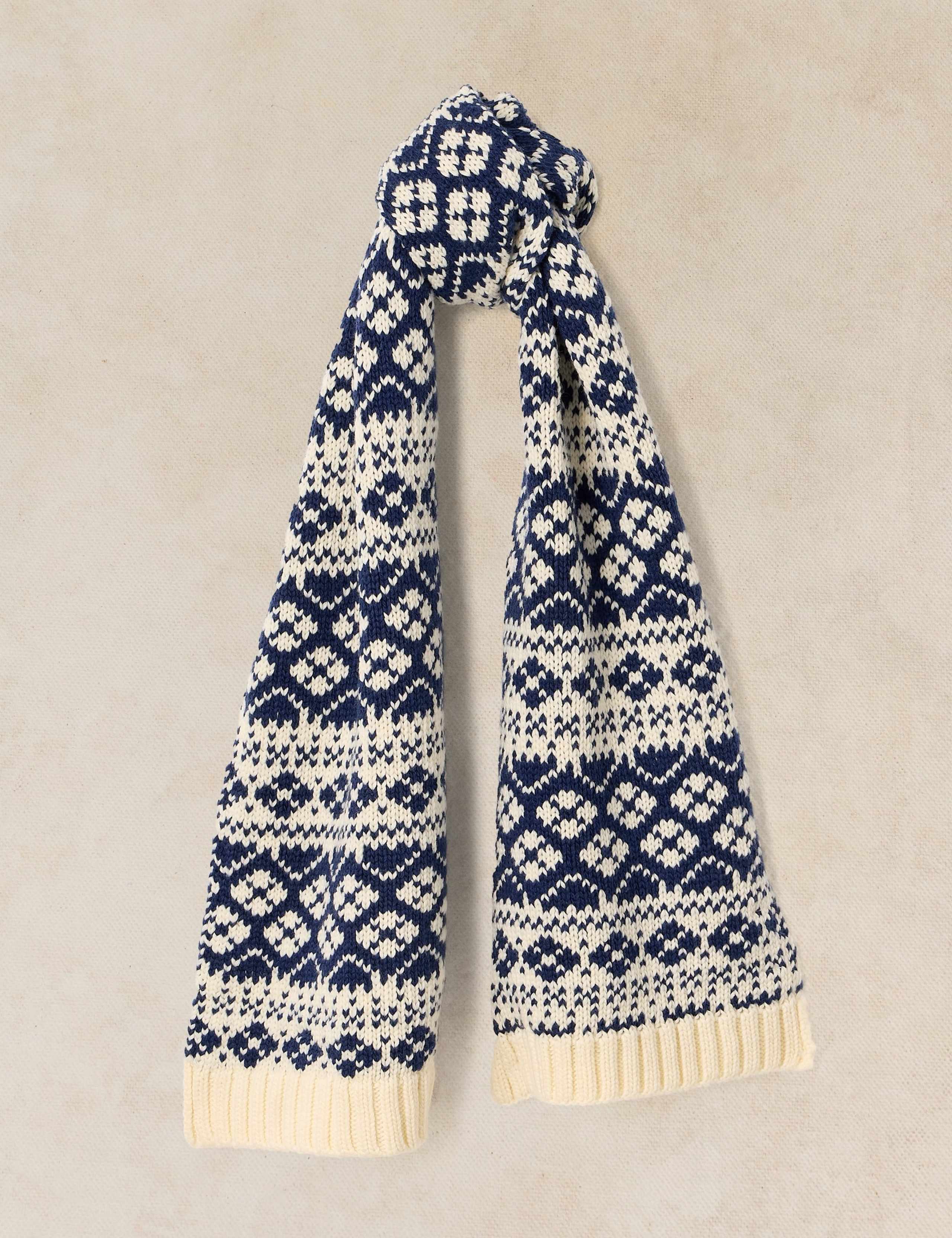 Fair Isle Knitted Scarf with Wool