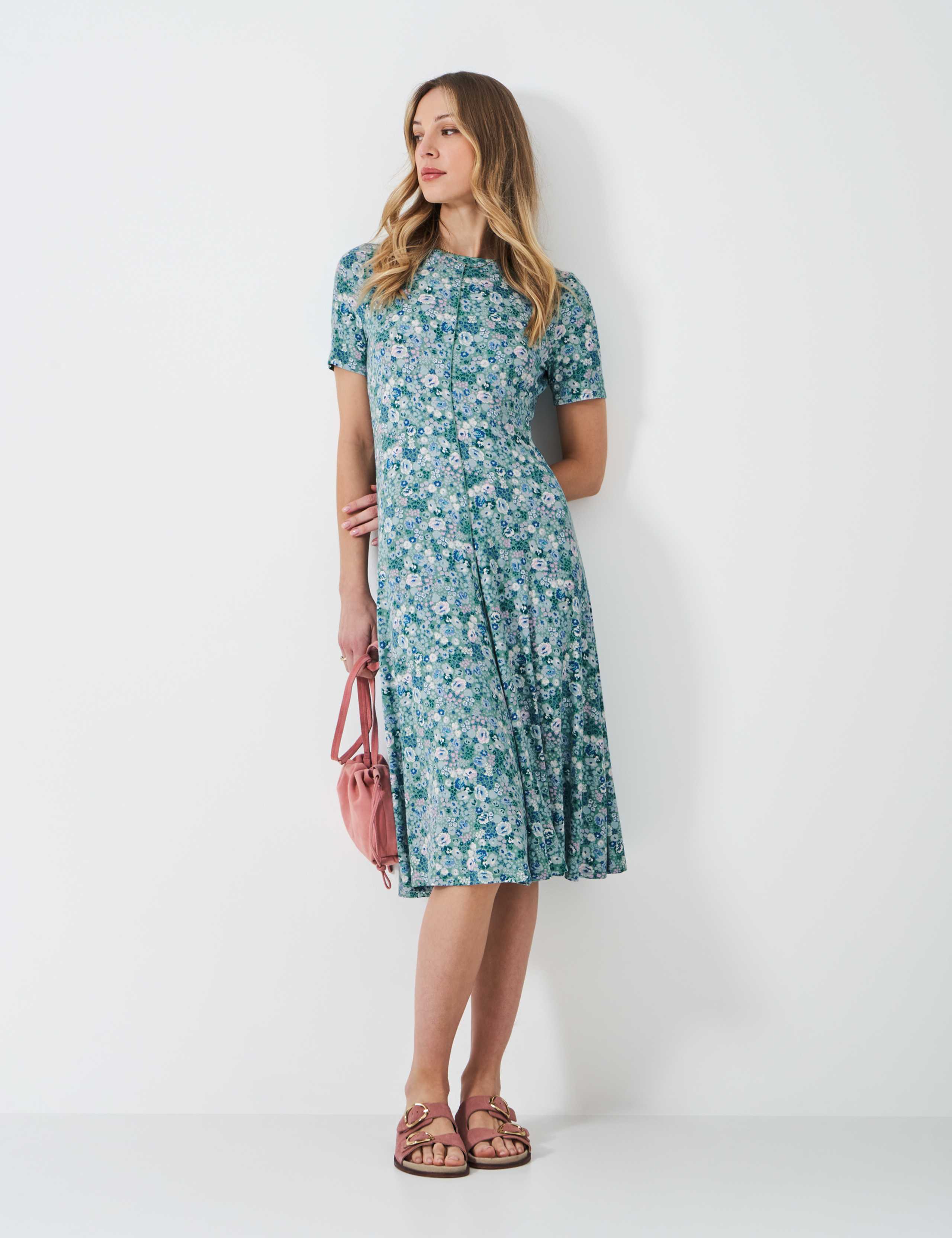 Jersey Floral Midi Tea Dress