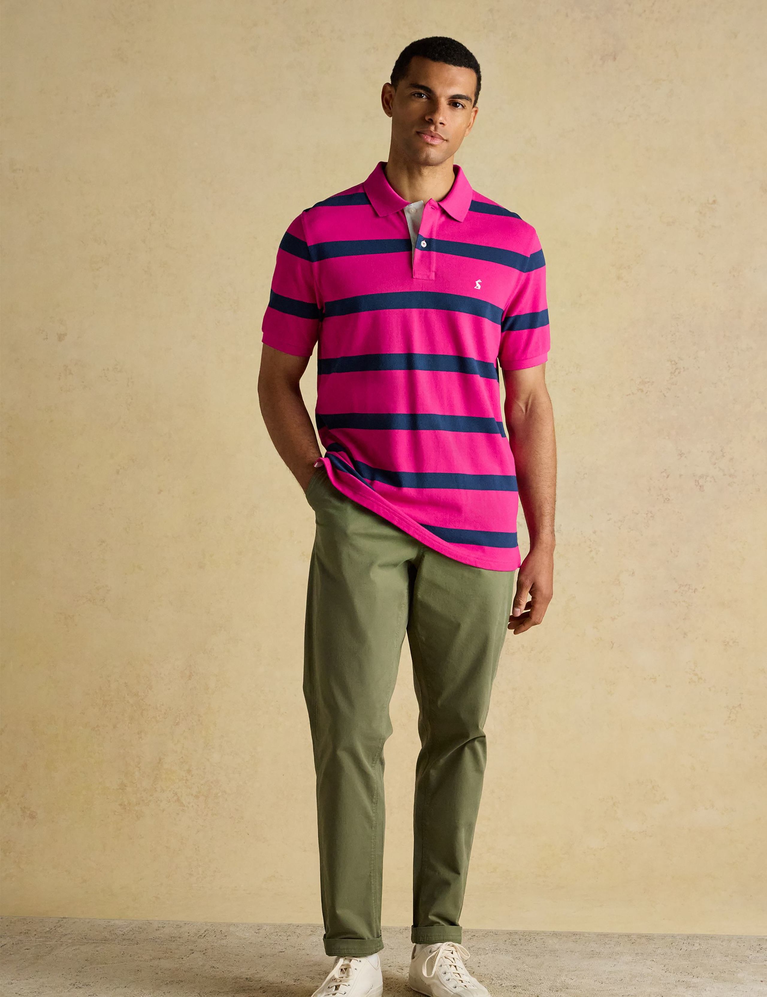 Pure Cotton Pique Striped Polo Shirt