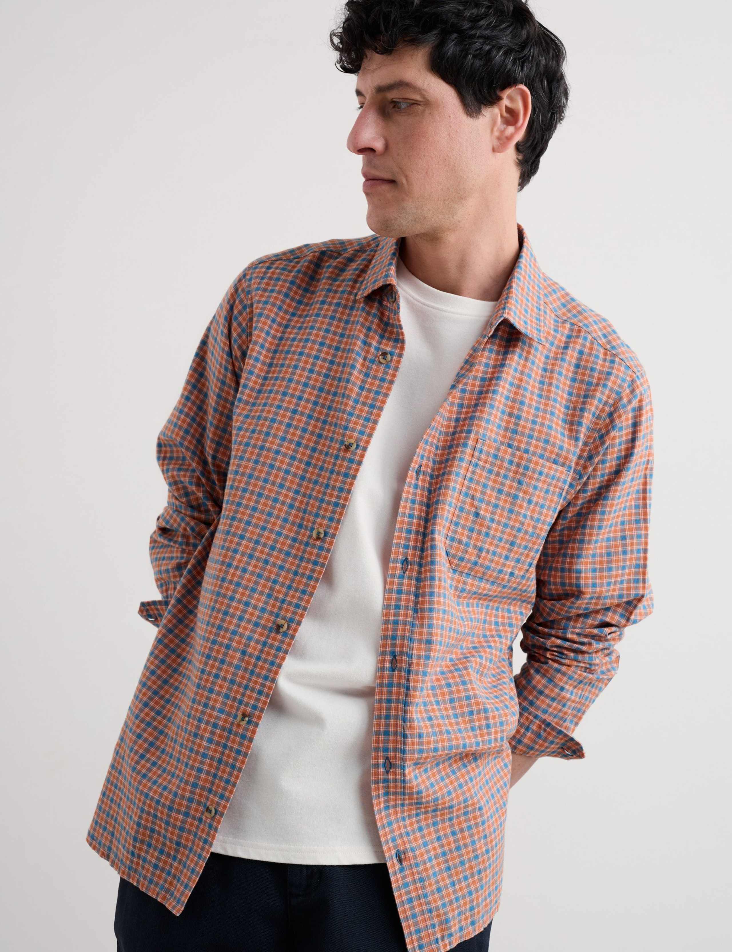 Regular Fit Pure Cotton Check Flannel Shirt