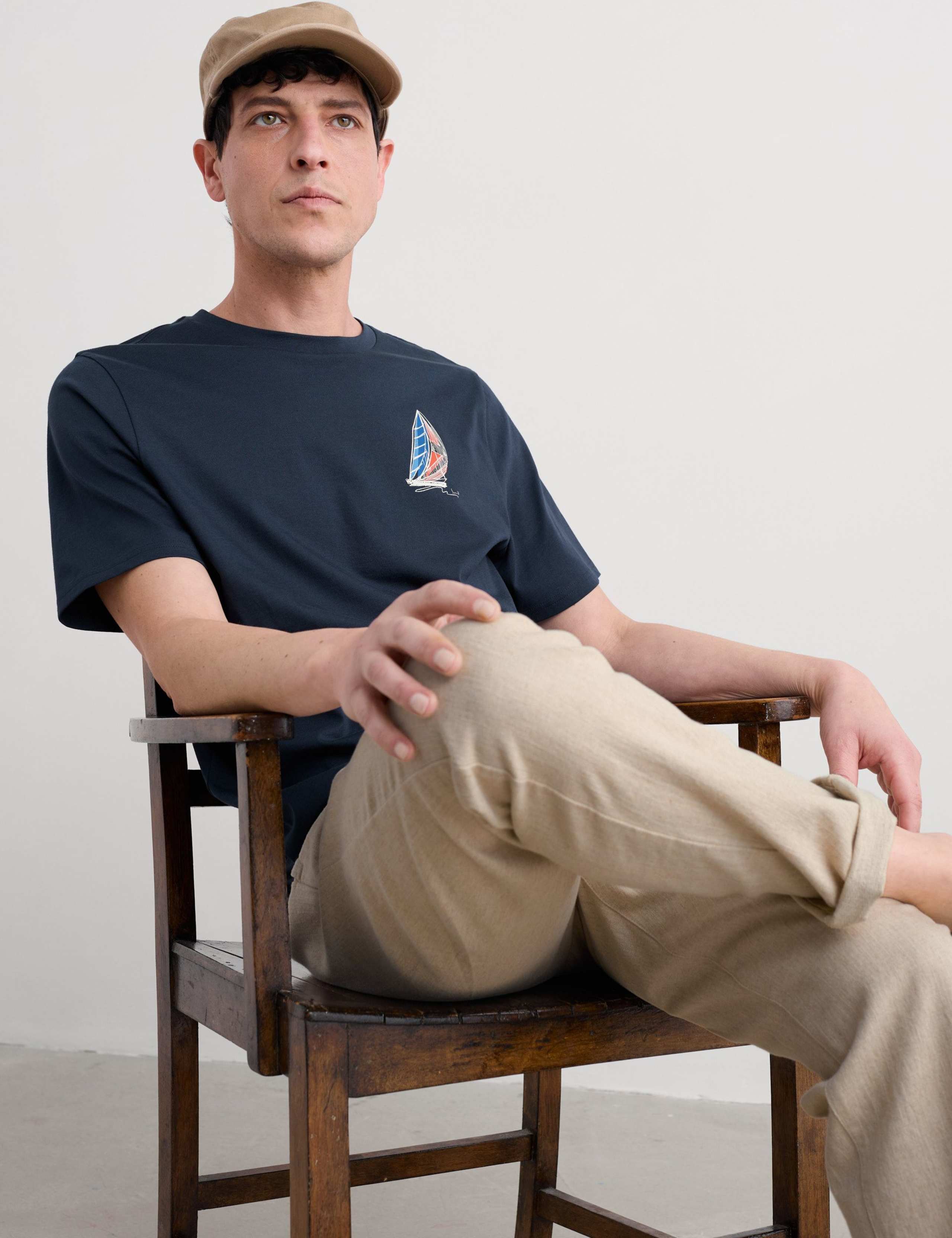Pure Cotton Boat Graphic T-Shirt