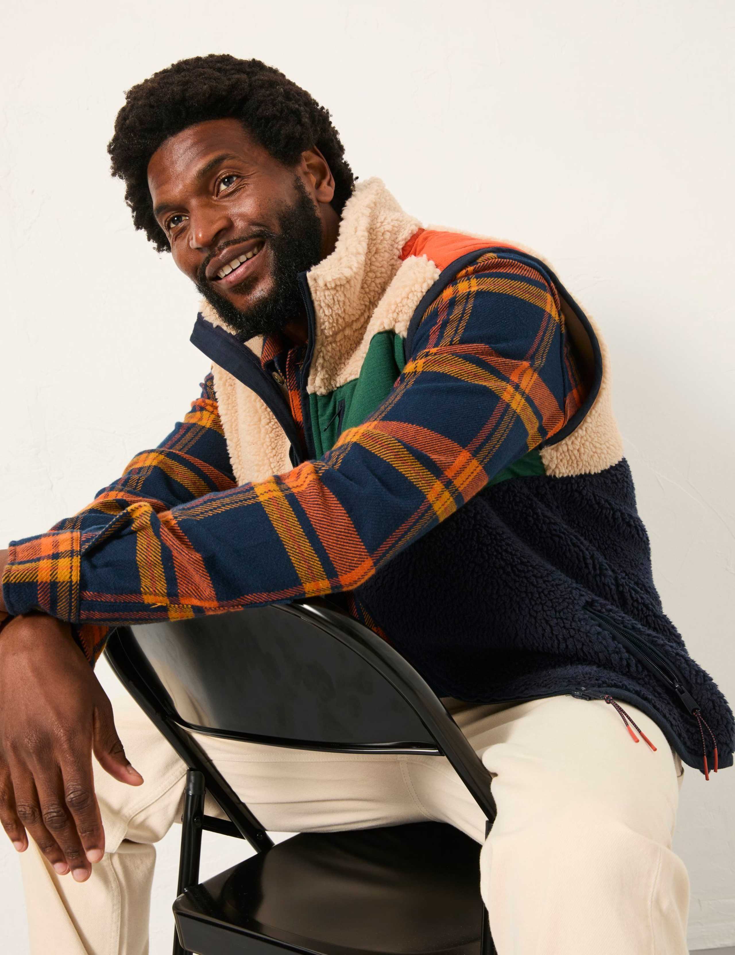 Fleece Colour Block Zip Up Gilet