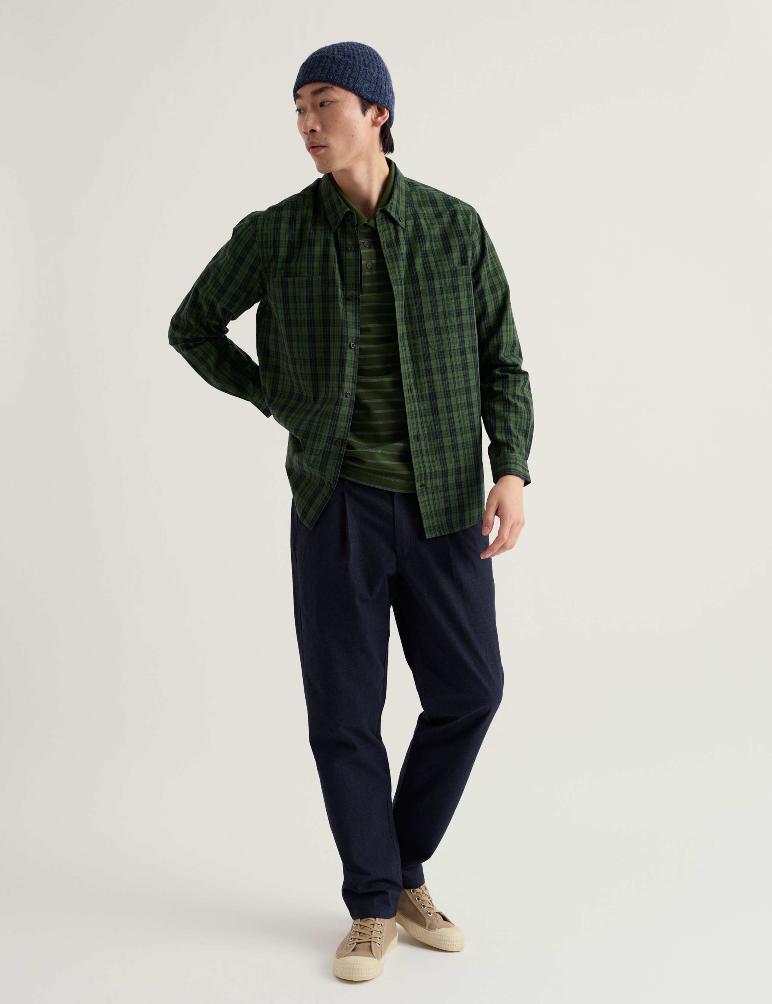 Regular Fit Pure Cotton Checked Collared Shirt
