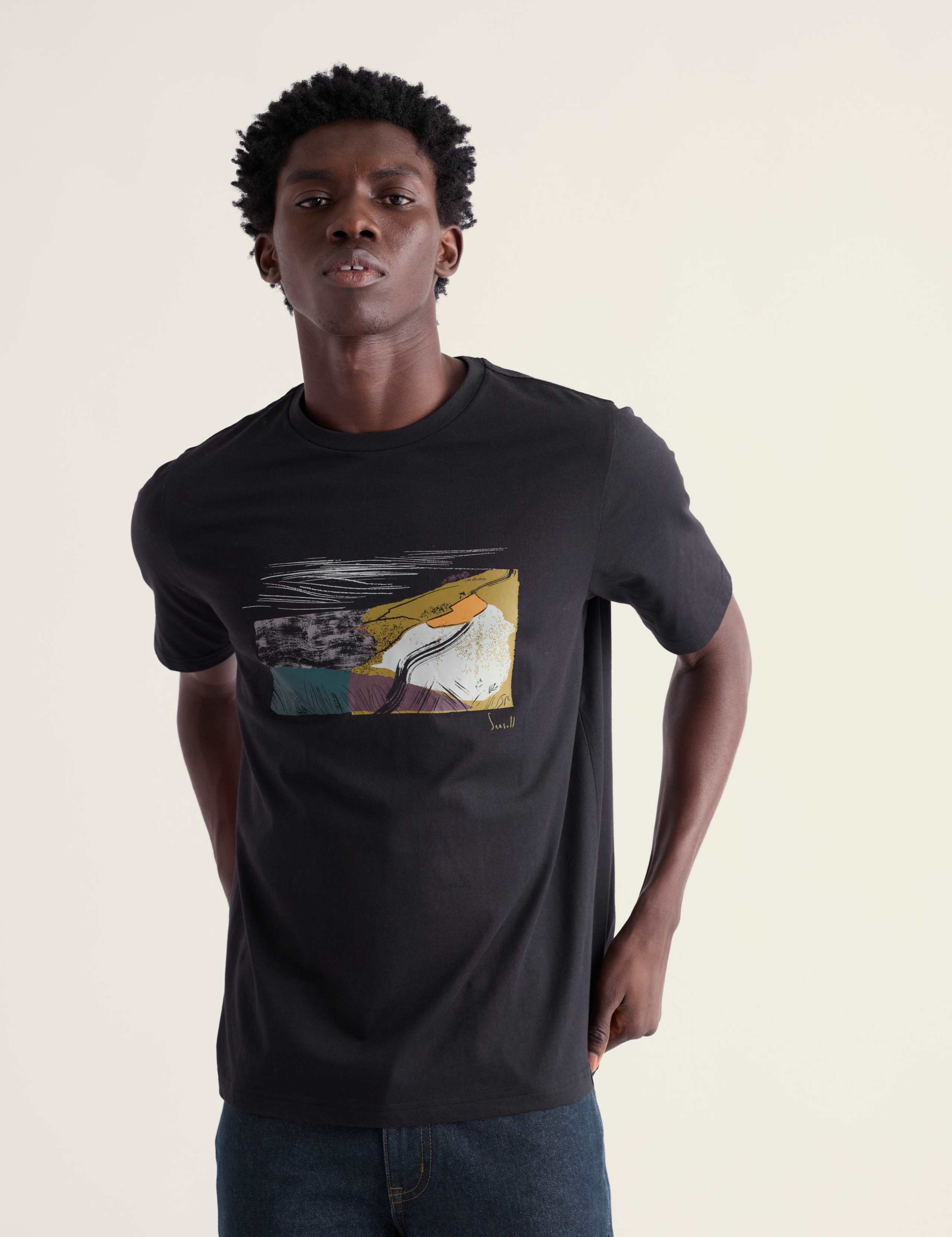 Pure Cotton Print Crew Neck Short Sleeve T-Shirt