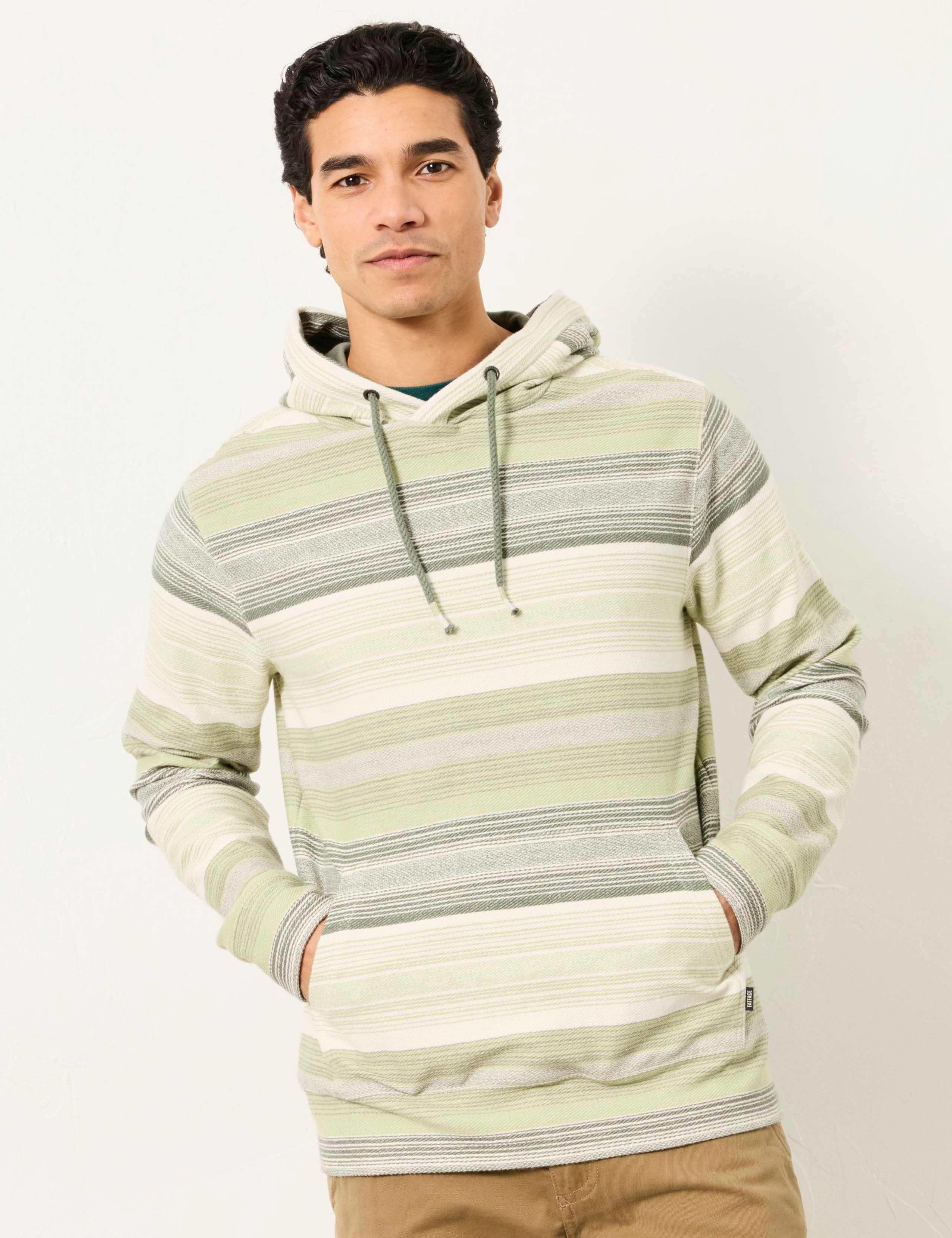Pure Cotton Striped Long Sleeve Hoodie