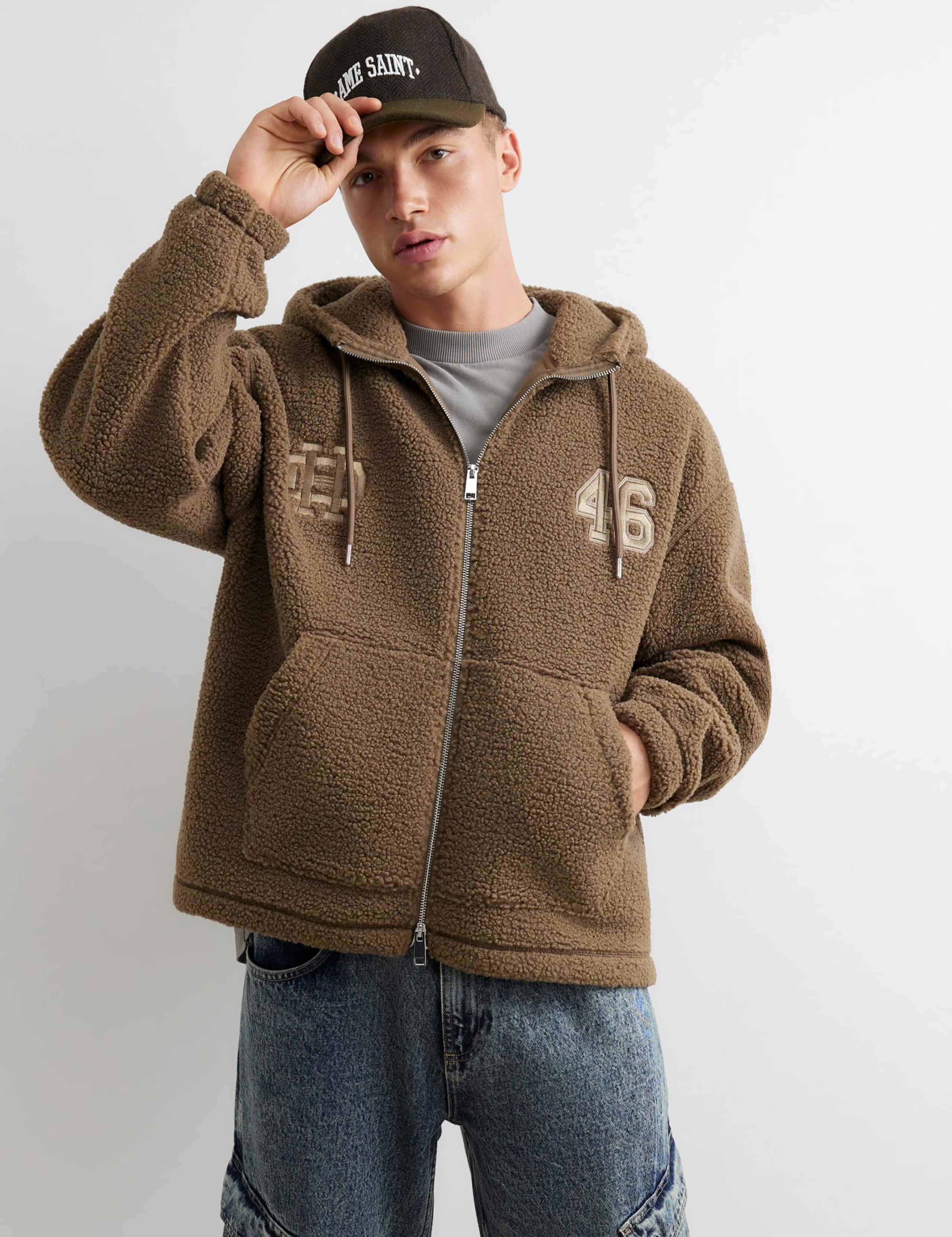 Textured Weave Hooded Neck Knitted Hoodie