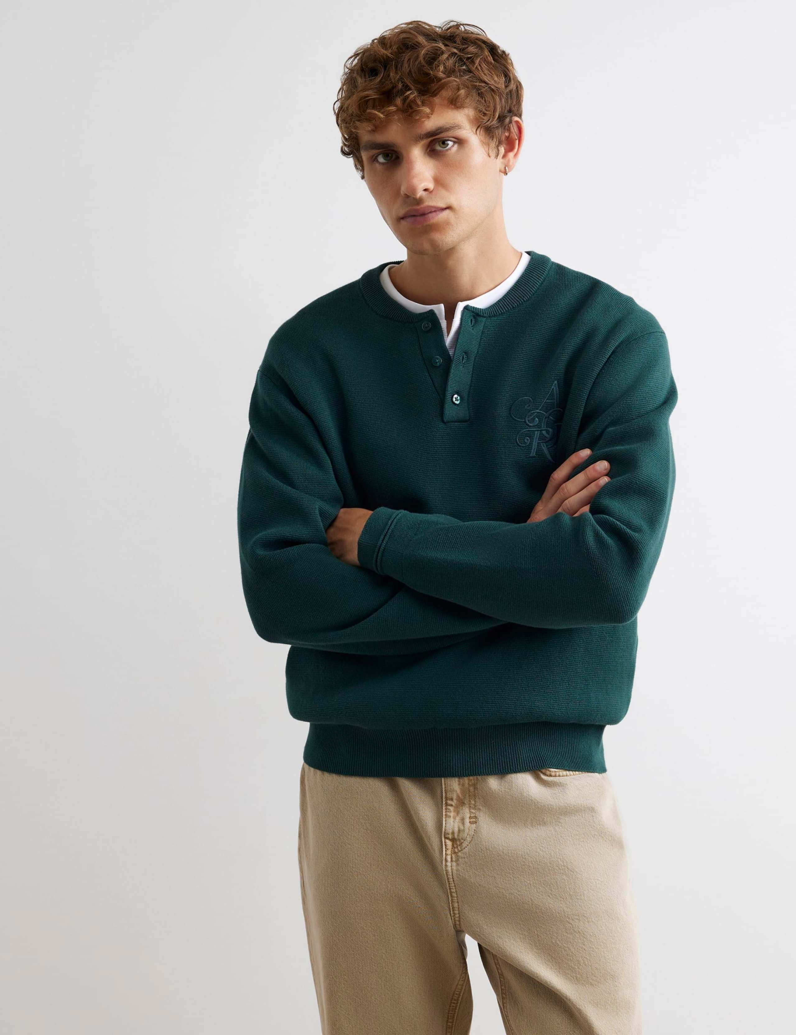 Pure Cotton Polo Neck Jumper