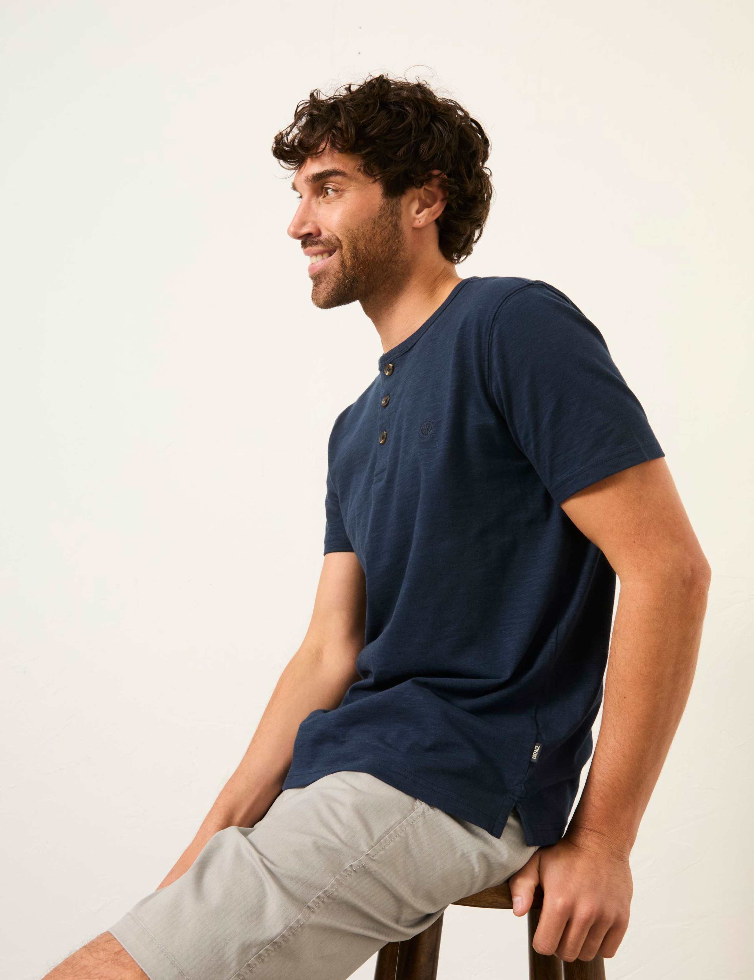 Pure Cotton Henley T-Shirt