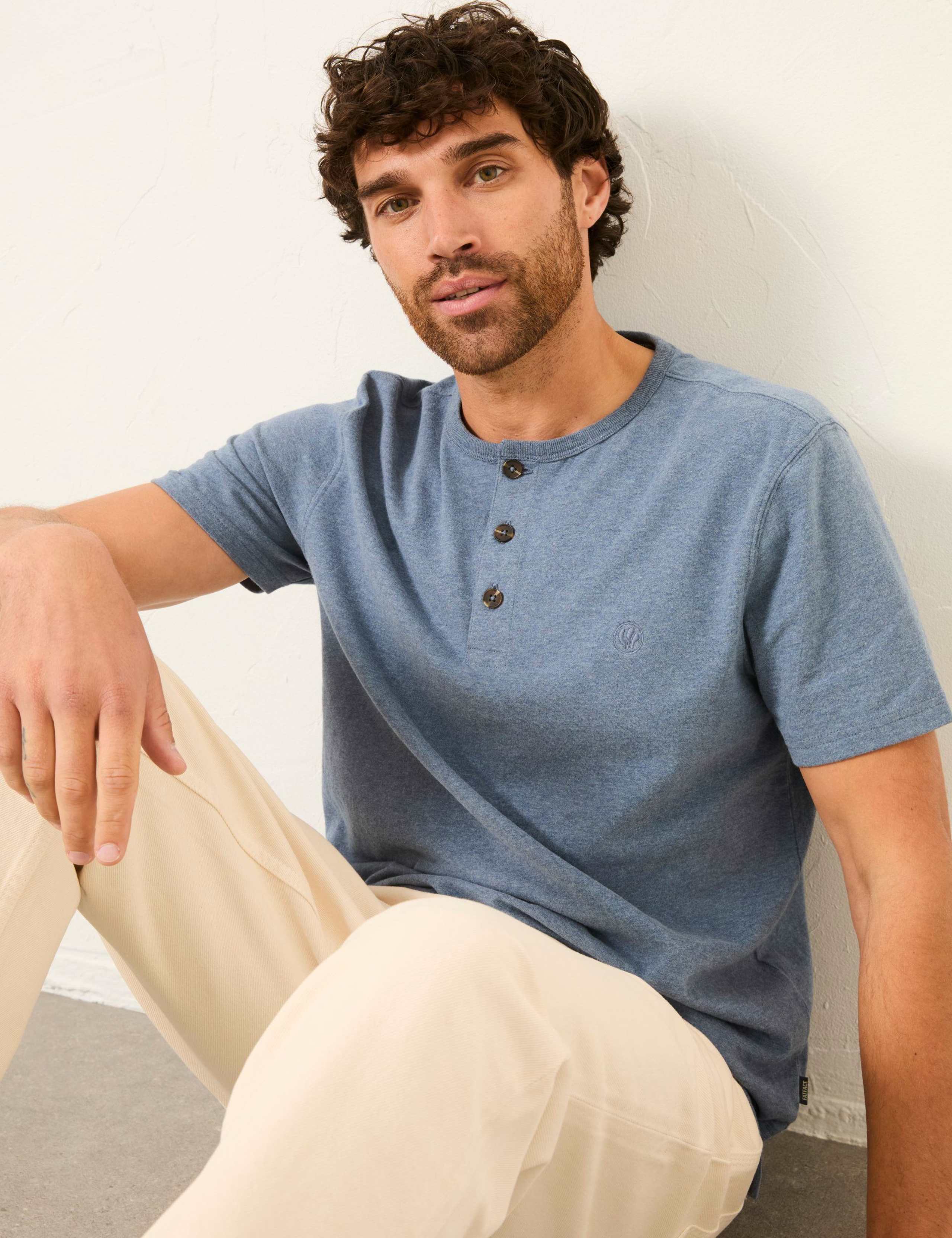 Pure Cotton Henley T-Shirt