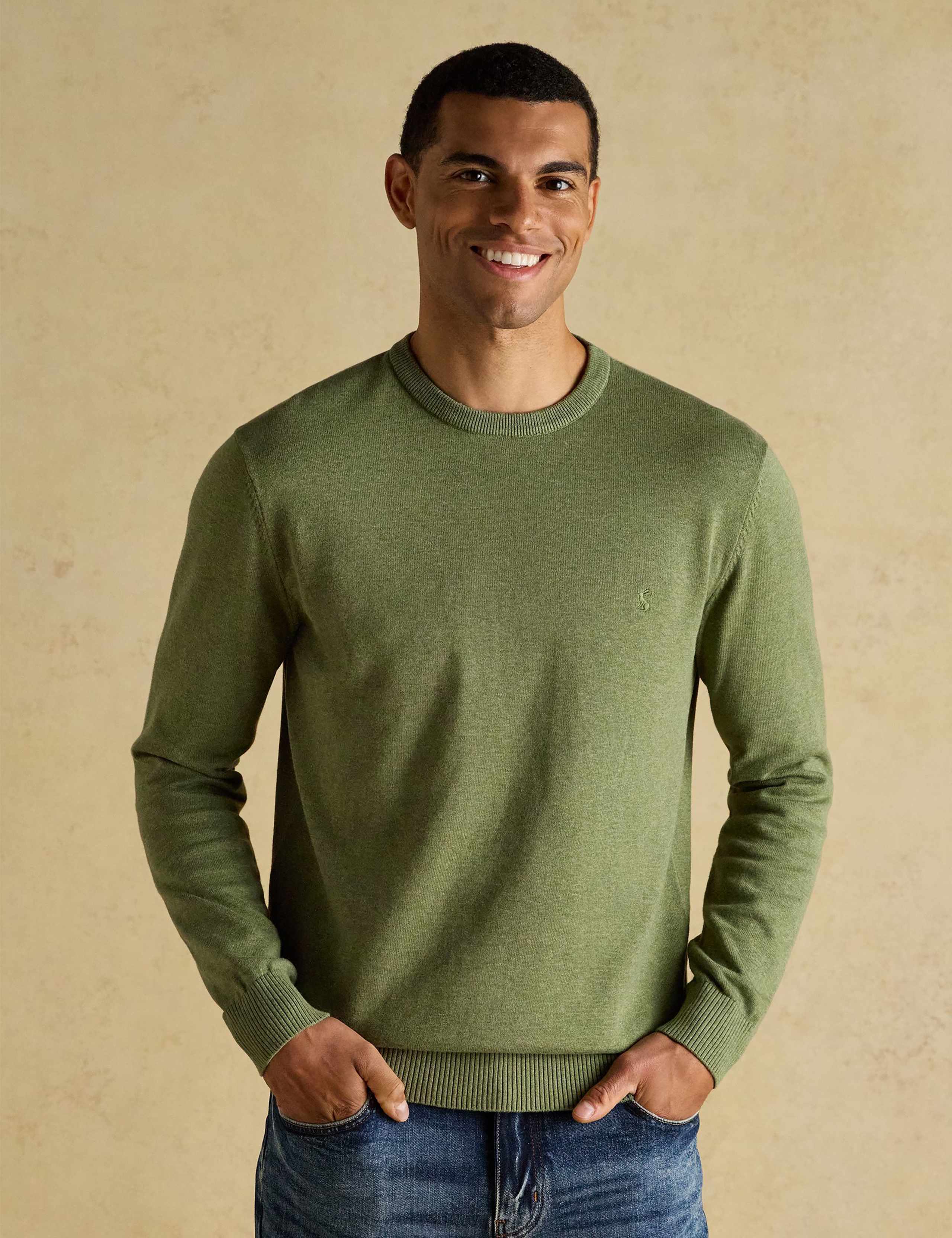 Pure Cotton Textured Crew Neck Jumper
