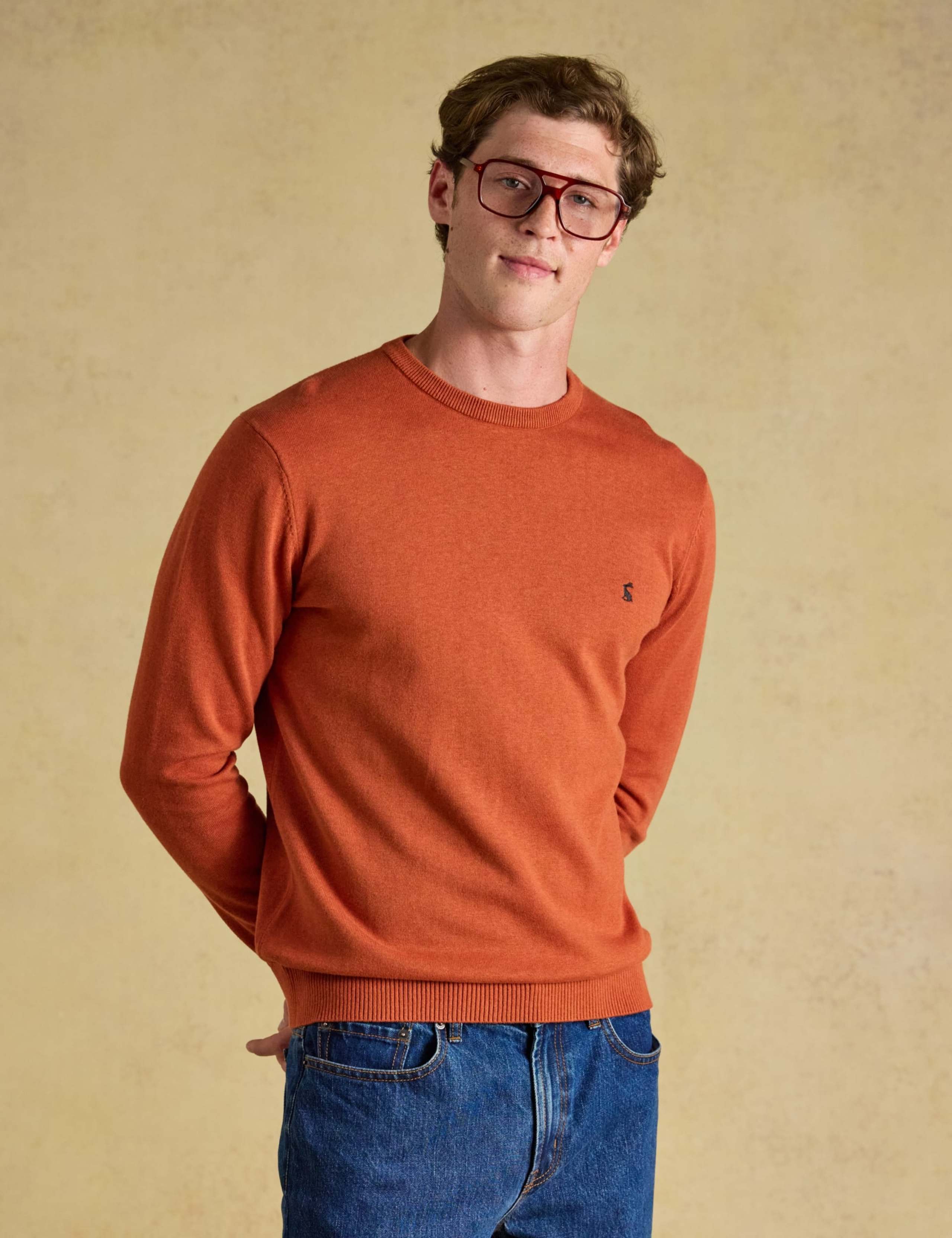 Pure Cotton Textured Crew Neck Jumper