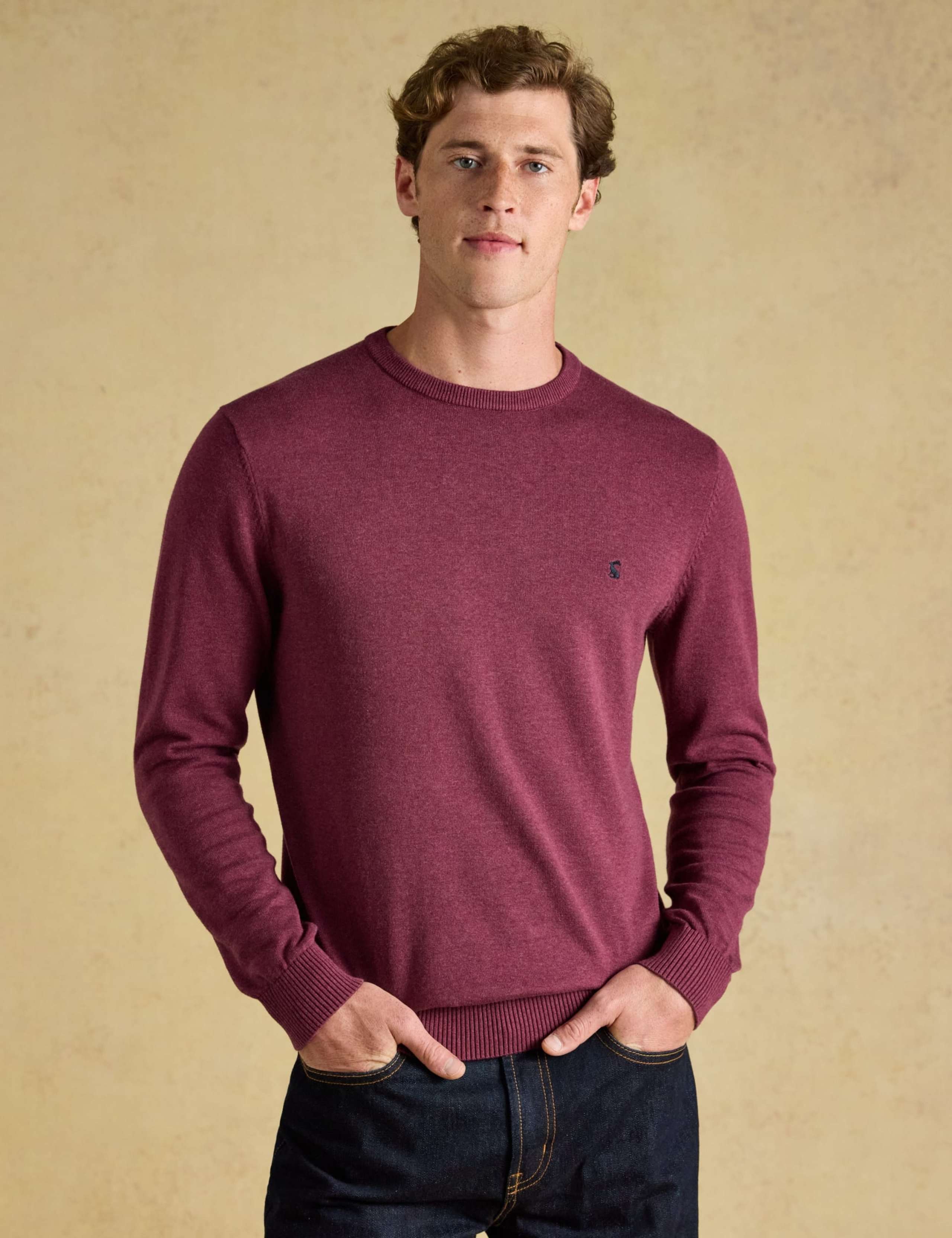 Pure Cotton Textured Crew Neck Jumper
