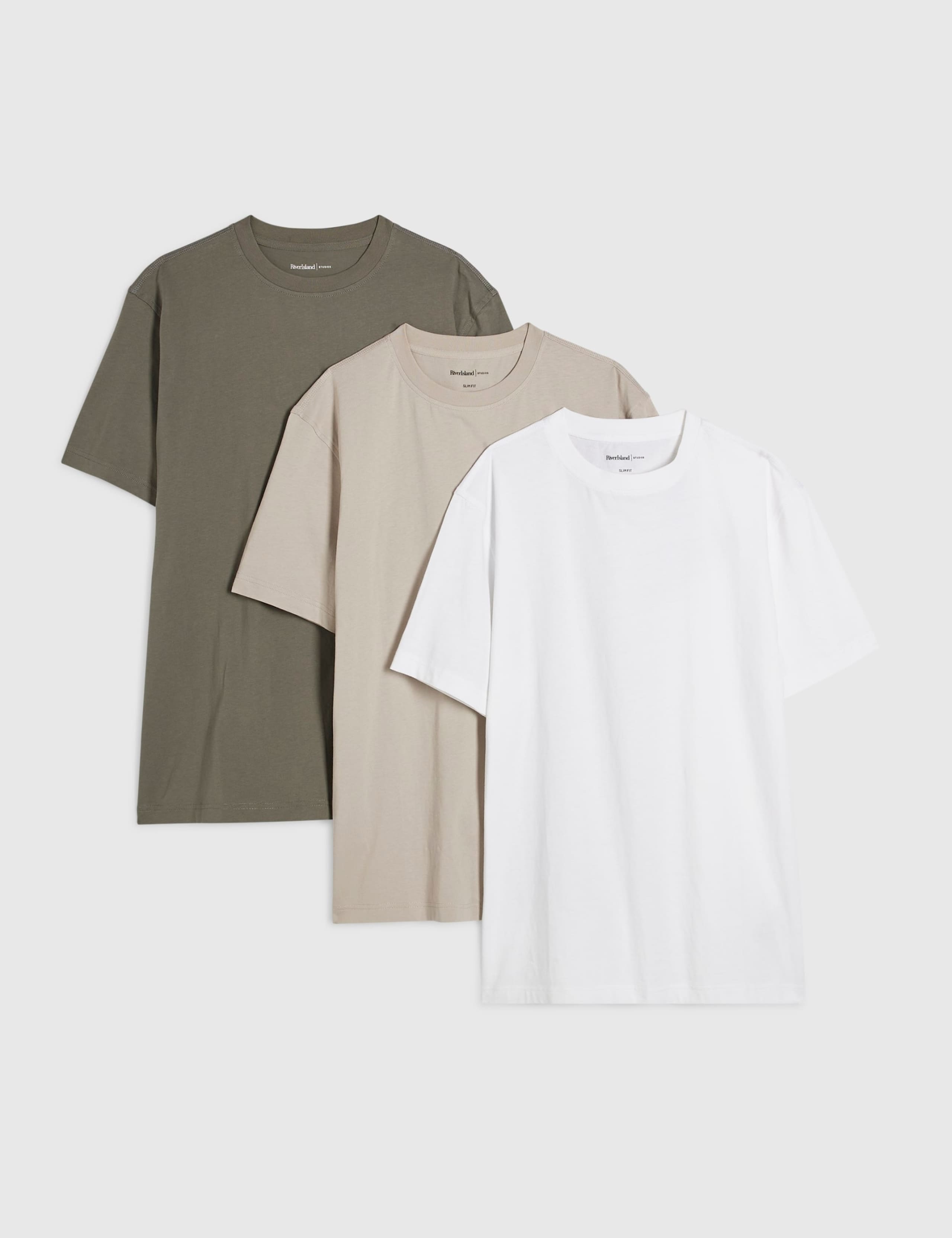 3 Pack Slim Fit Plain Crew Neck T-Shirts