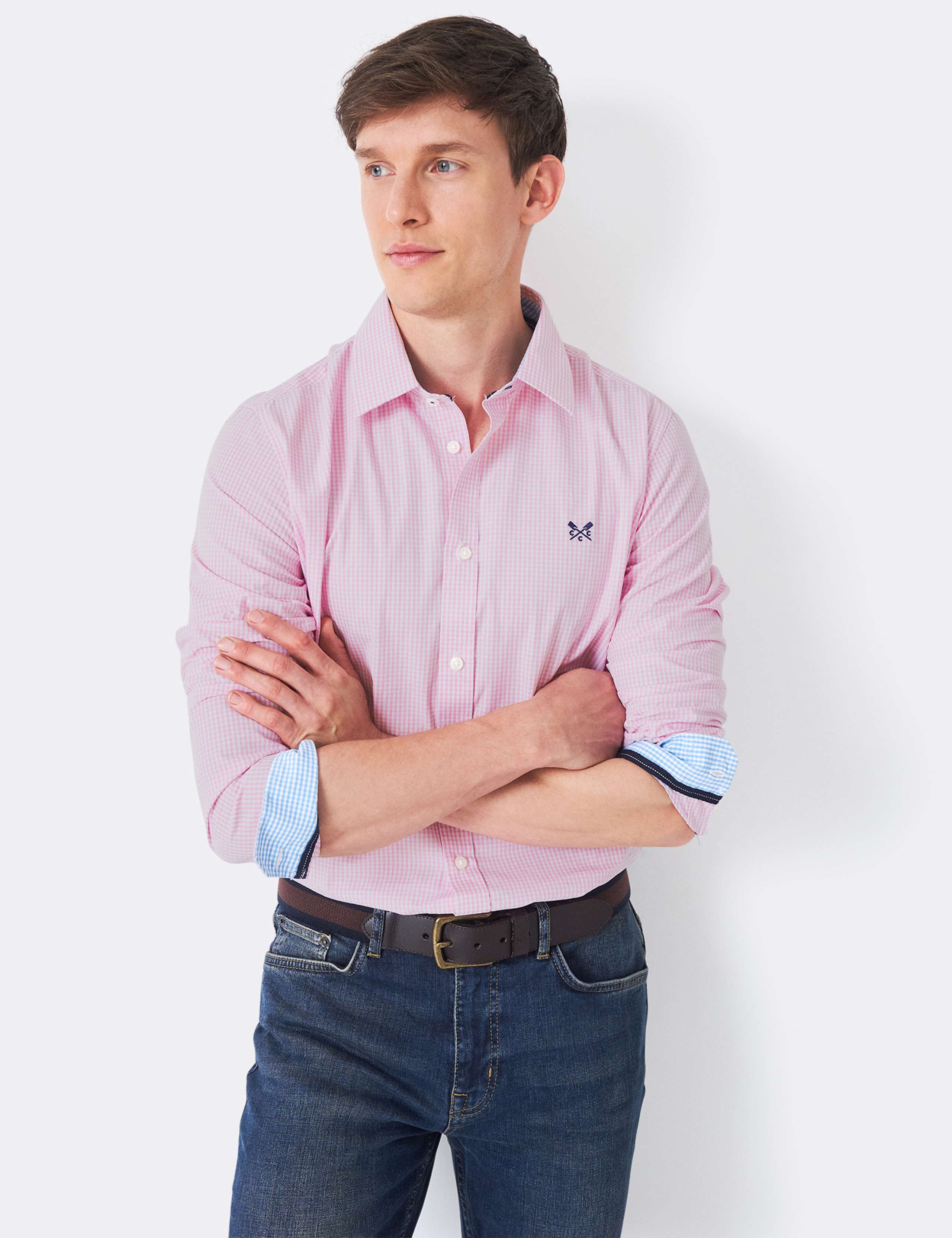 Slim Fit Pure Cotton Check Poplin Shirt