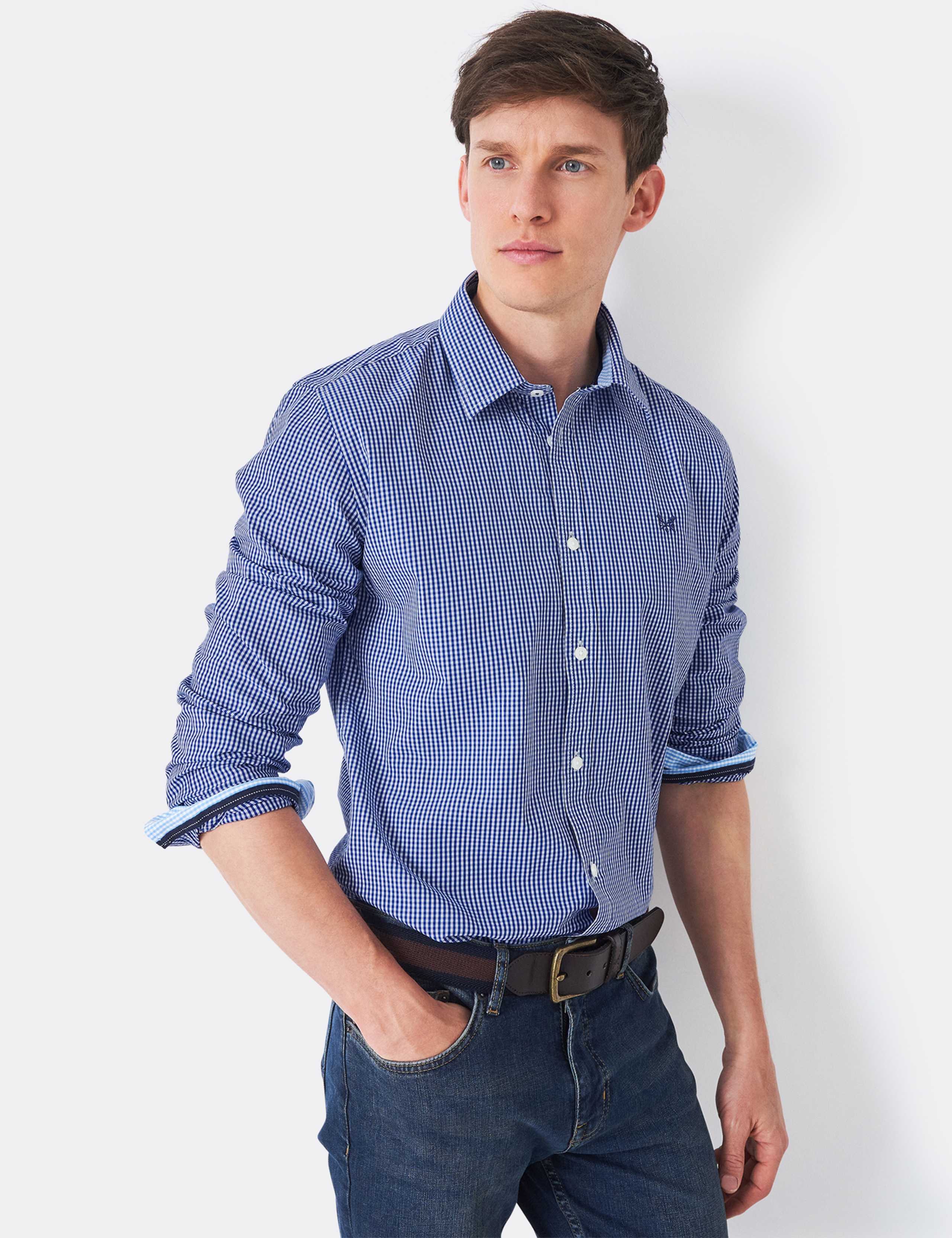Slim Fit Pure Cotton Check Poplin Shirt