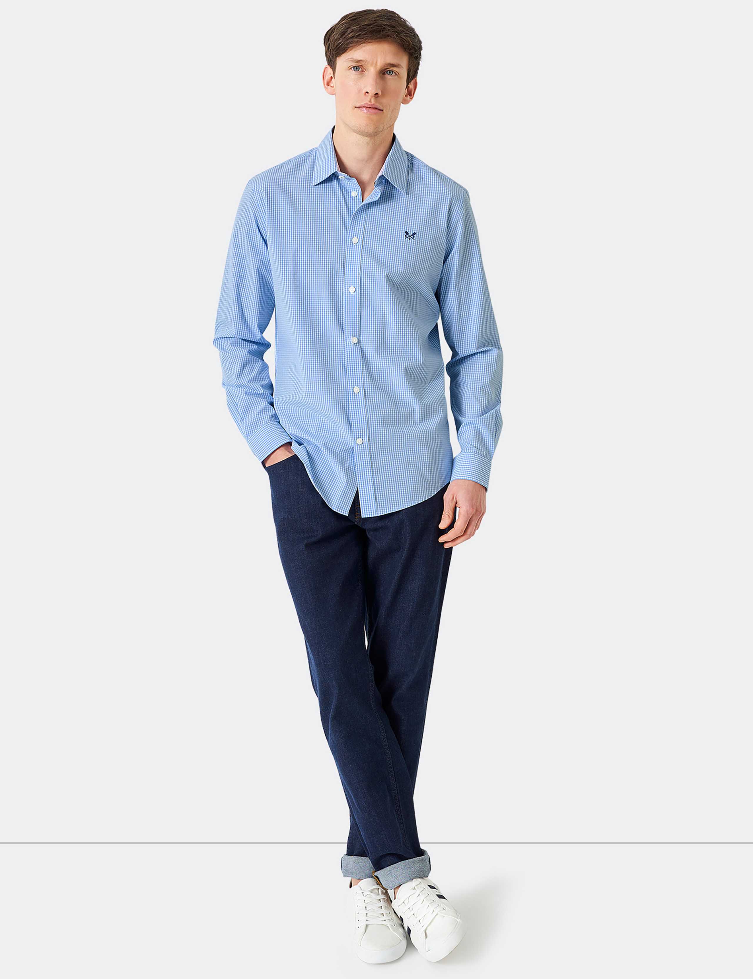 Slim Fit Pure Cotton Check Poplin Shirt