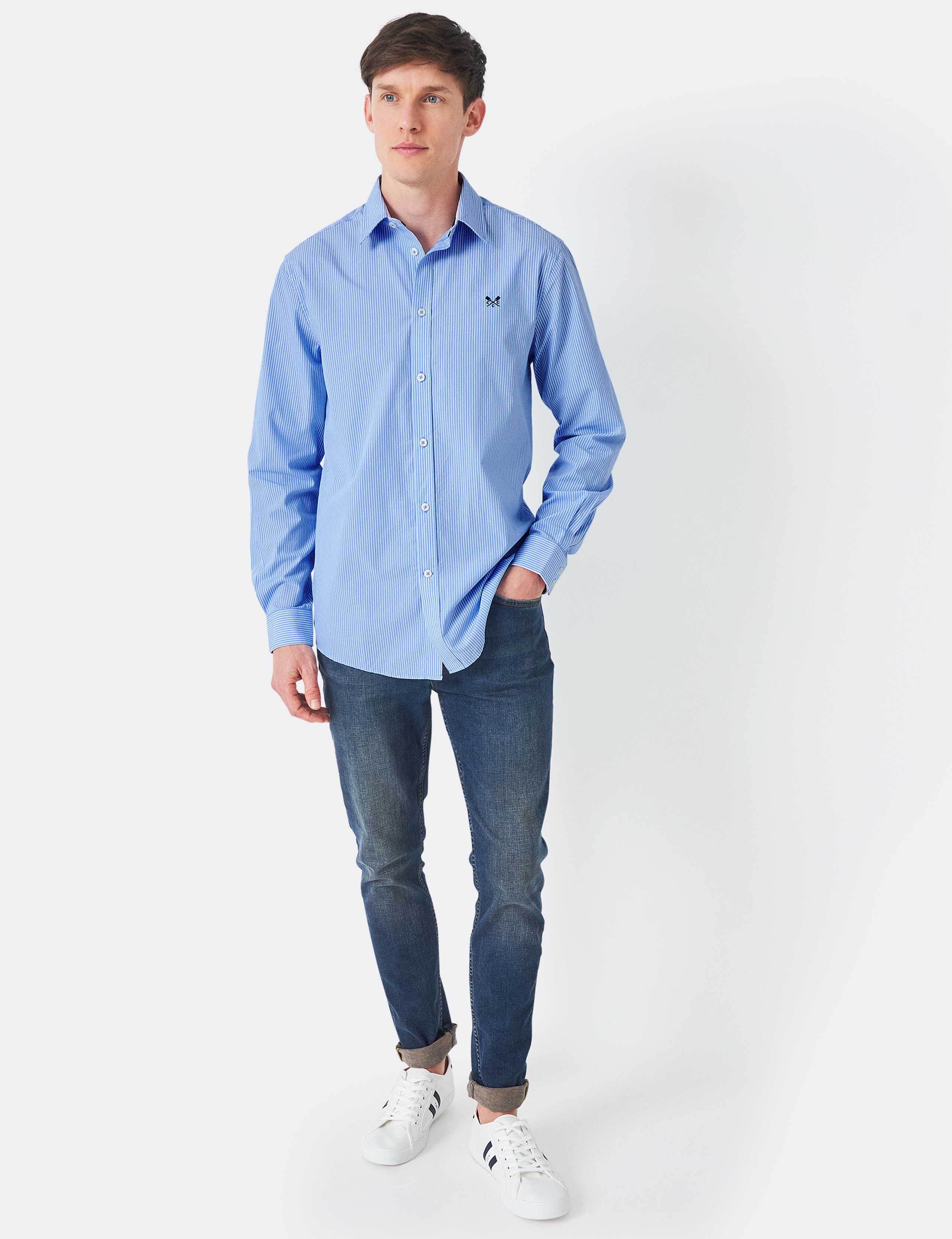 Regular Fit Pure Cotton Striped Poplin Shirt