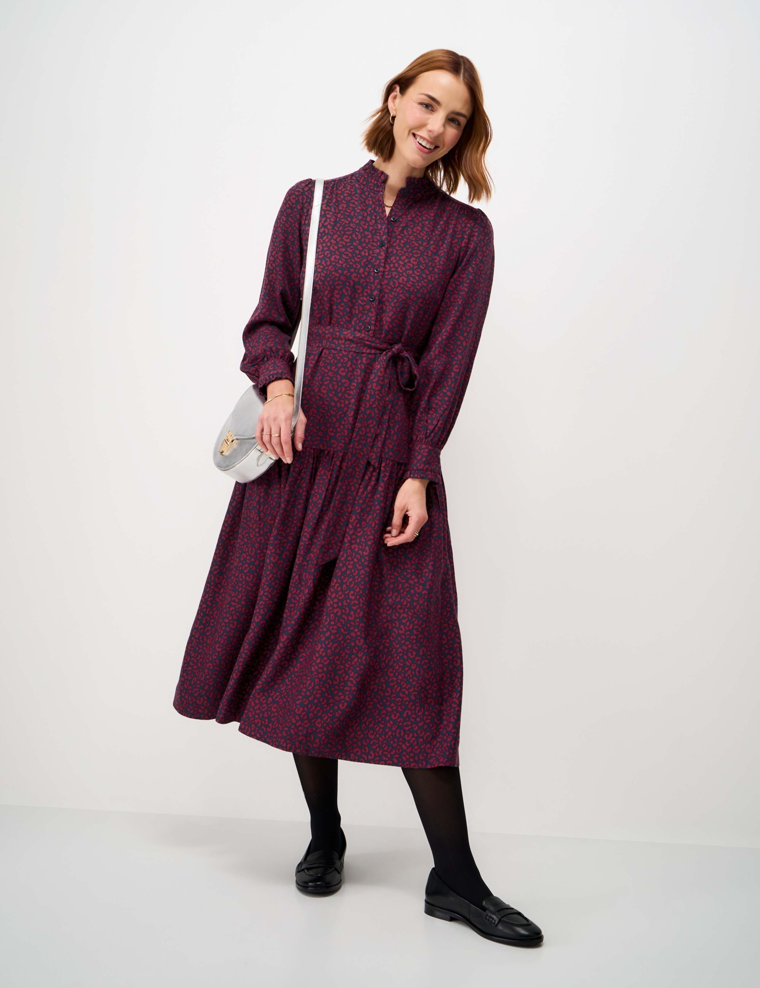 Animal Print V-Neck Midi Dress