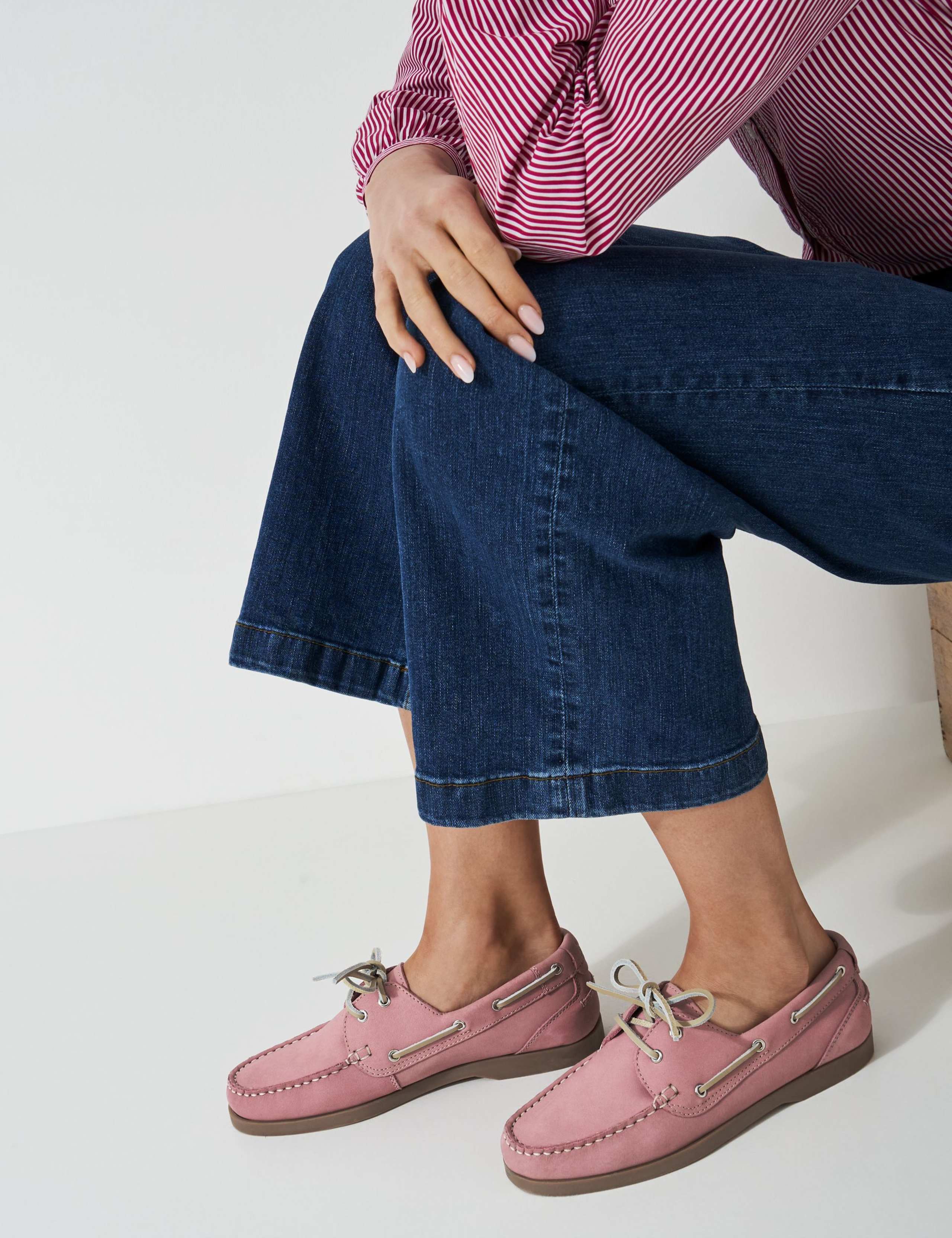 Suede Eyelet Detail Lace Up Deck Shoes