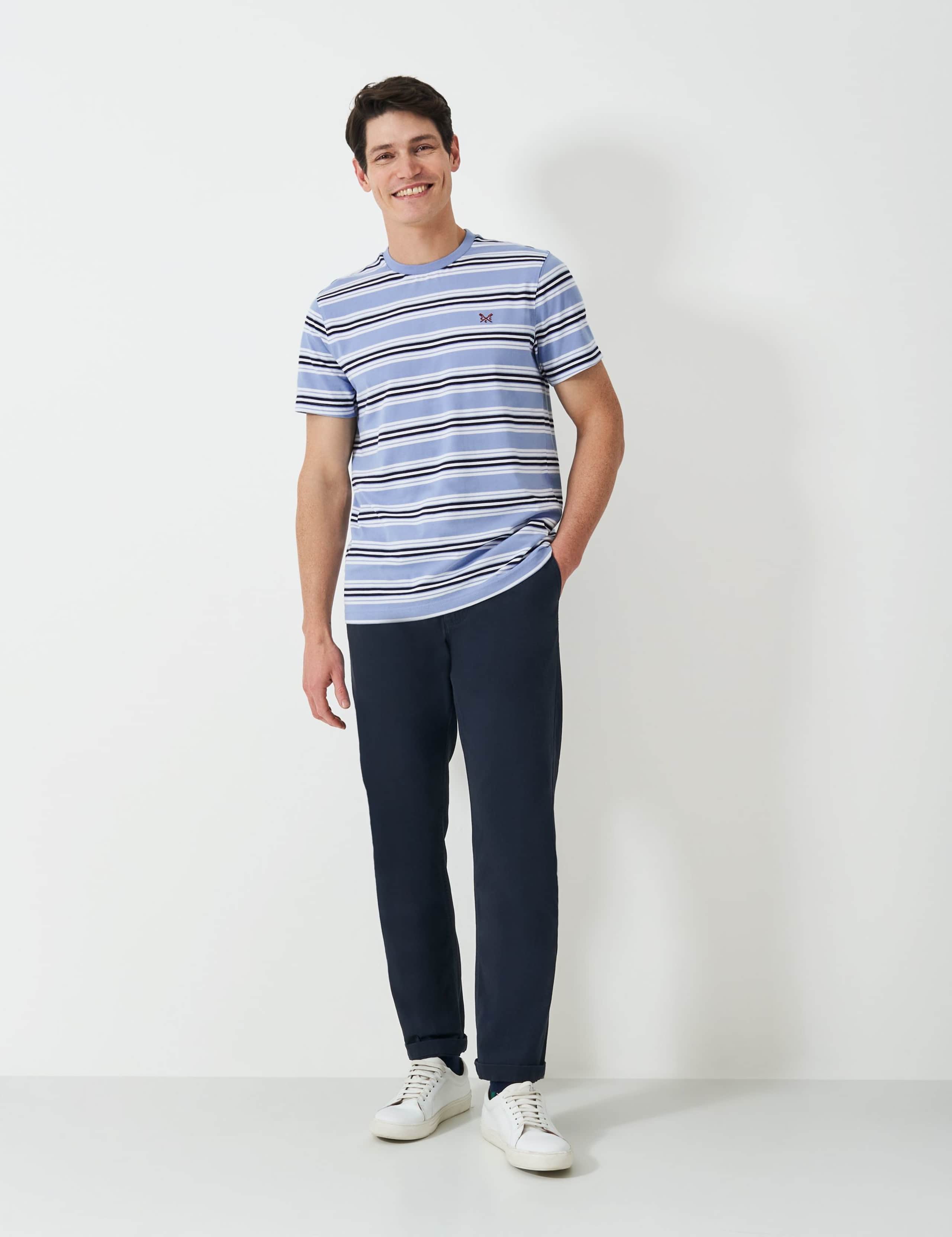 Pure Cotton Striped Crew Neck T-Shirt