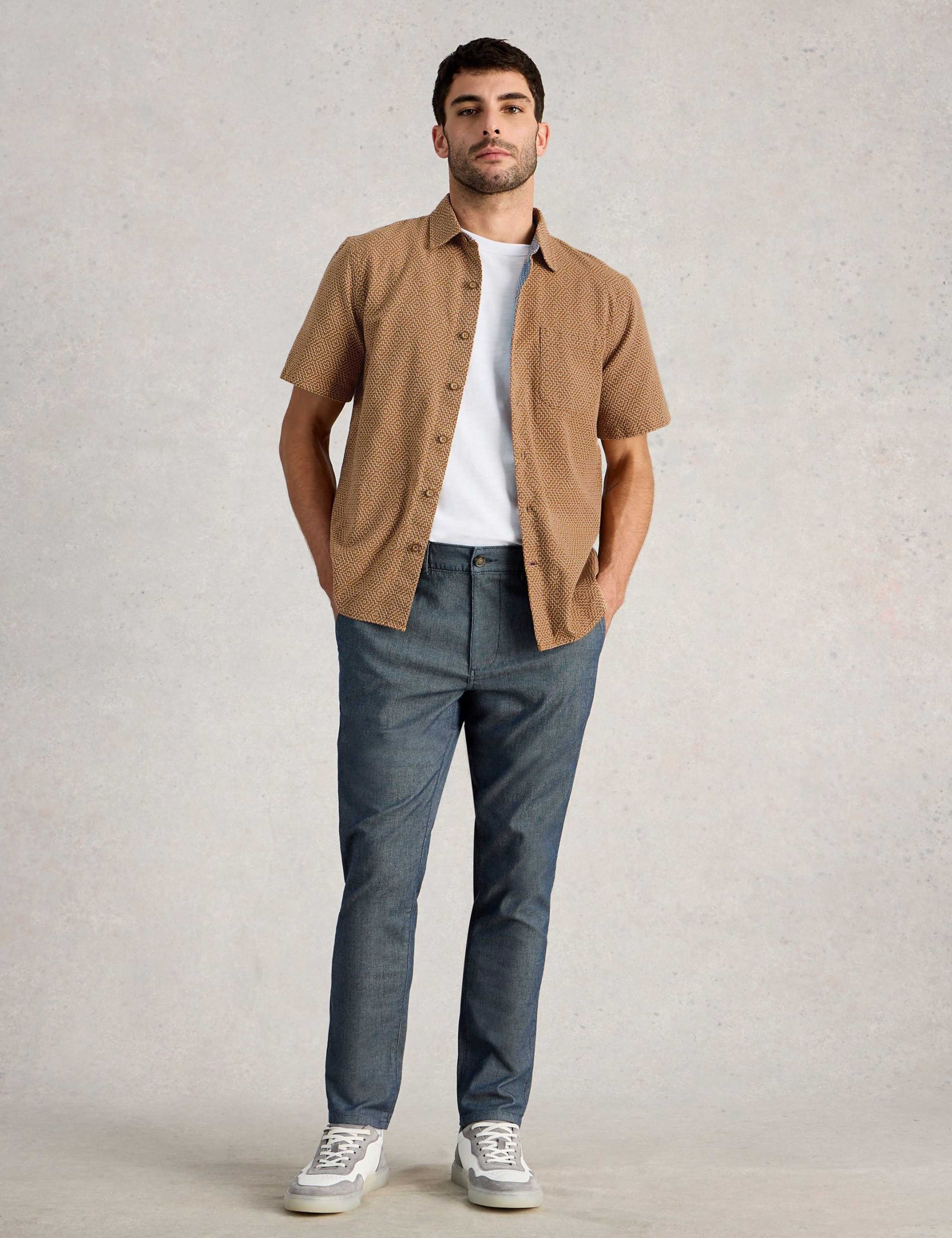 Regular Fit Pure Cotton Tile Pattern Shirt