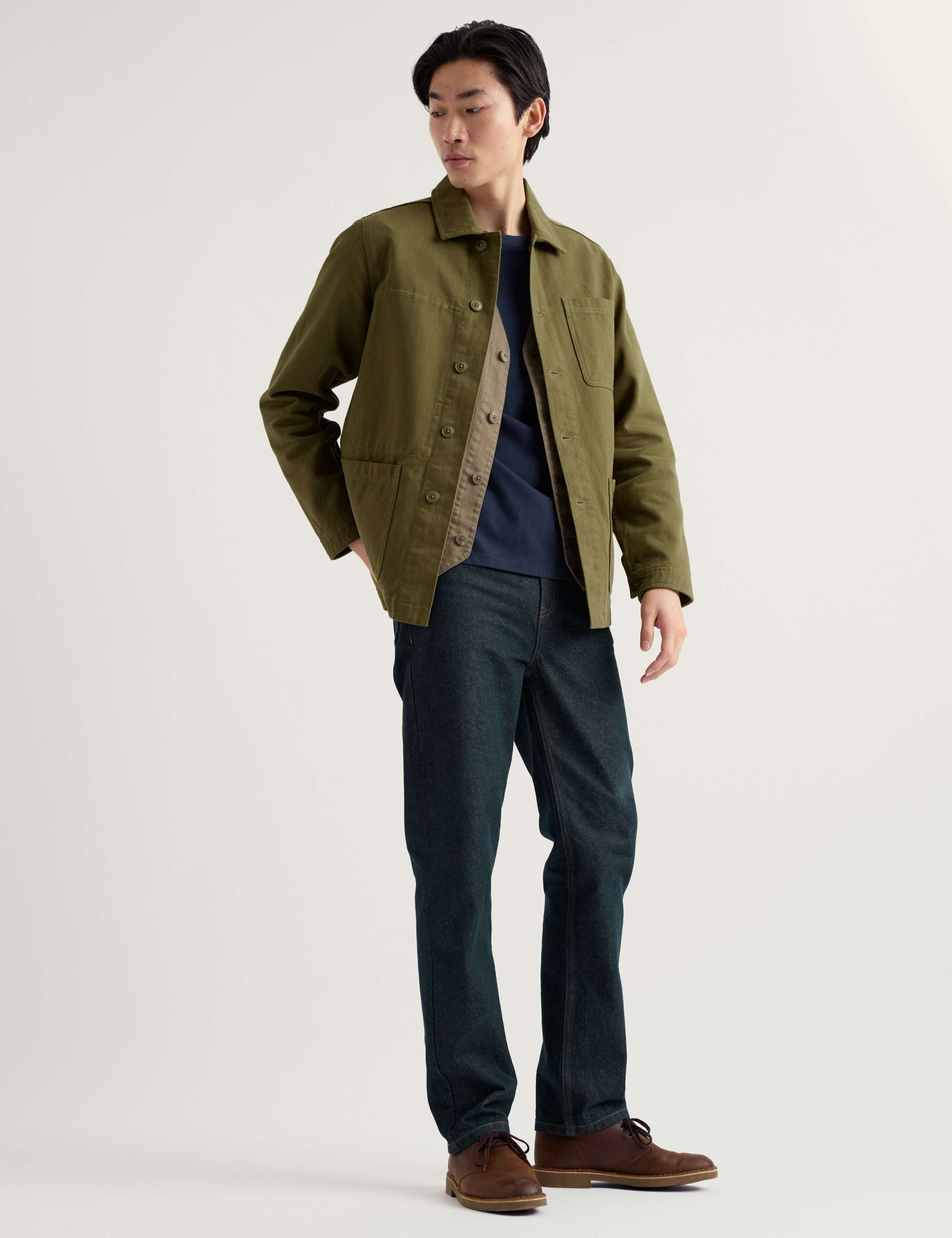 Pure Cotton Denim Tapered Fit Jeans