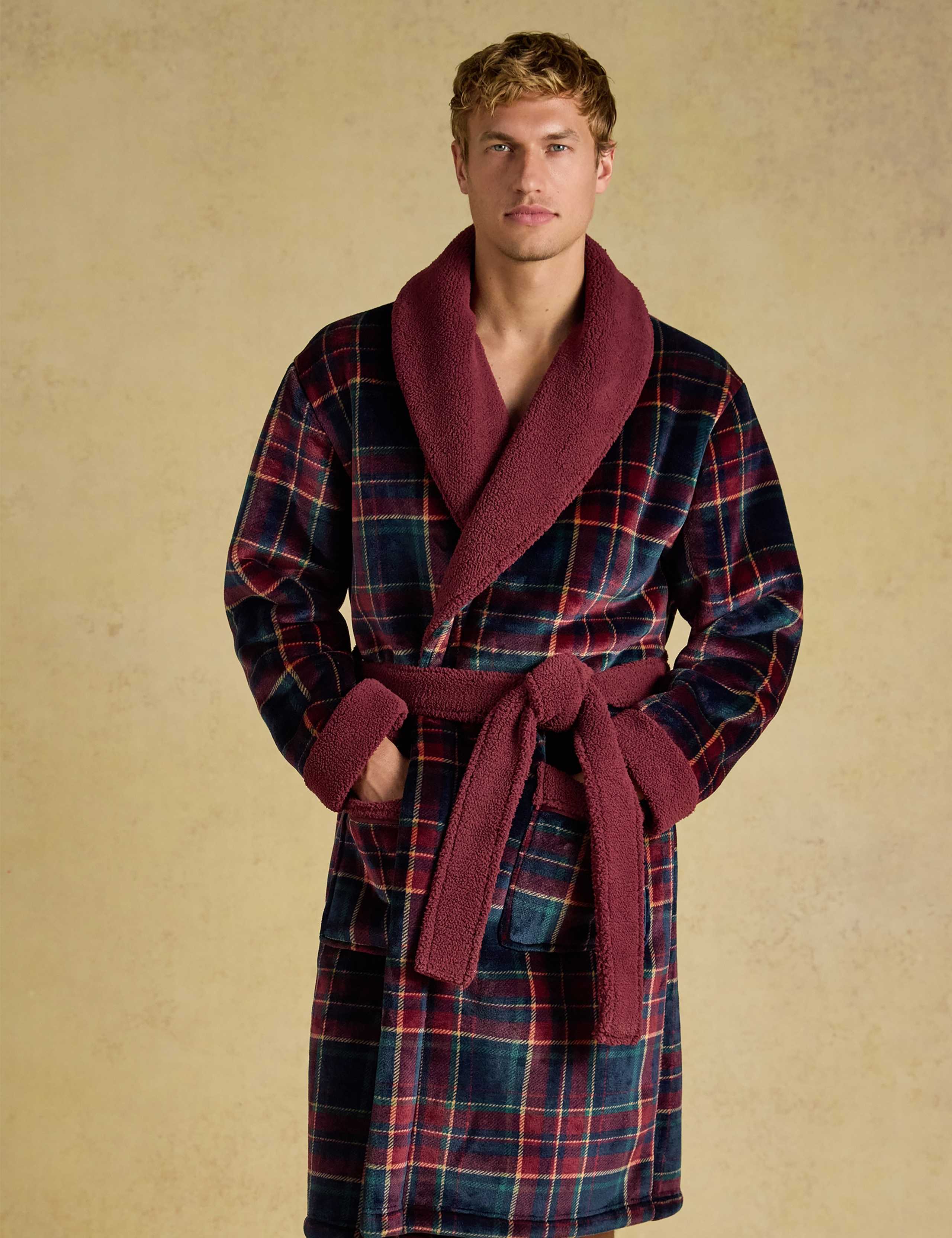Checked Shawl Collar Dressing Gown