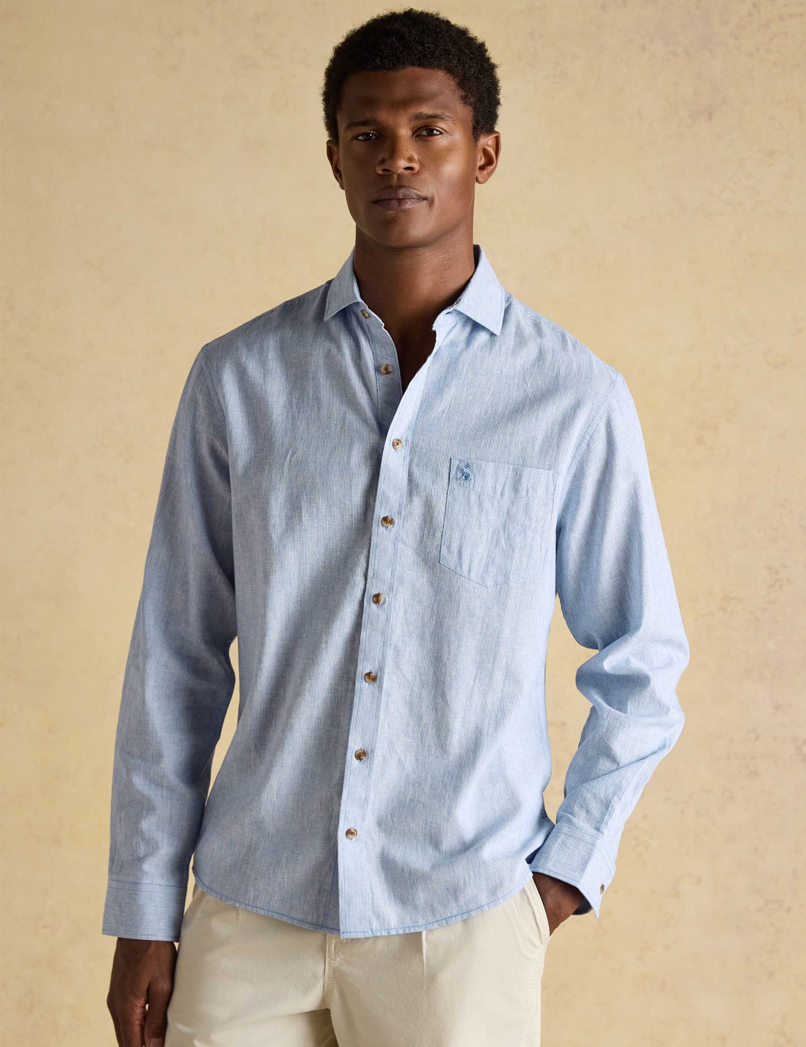 Regular Fit Linen Rich Striped Shirt