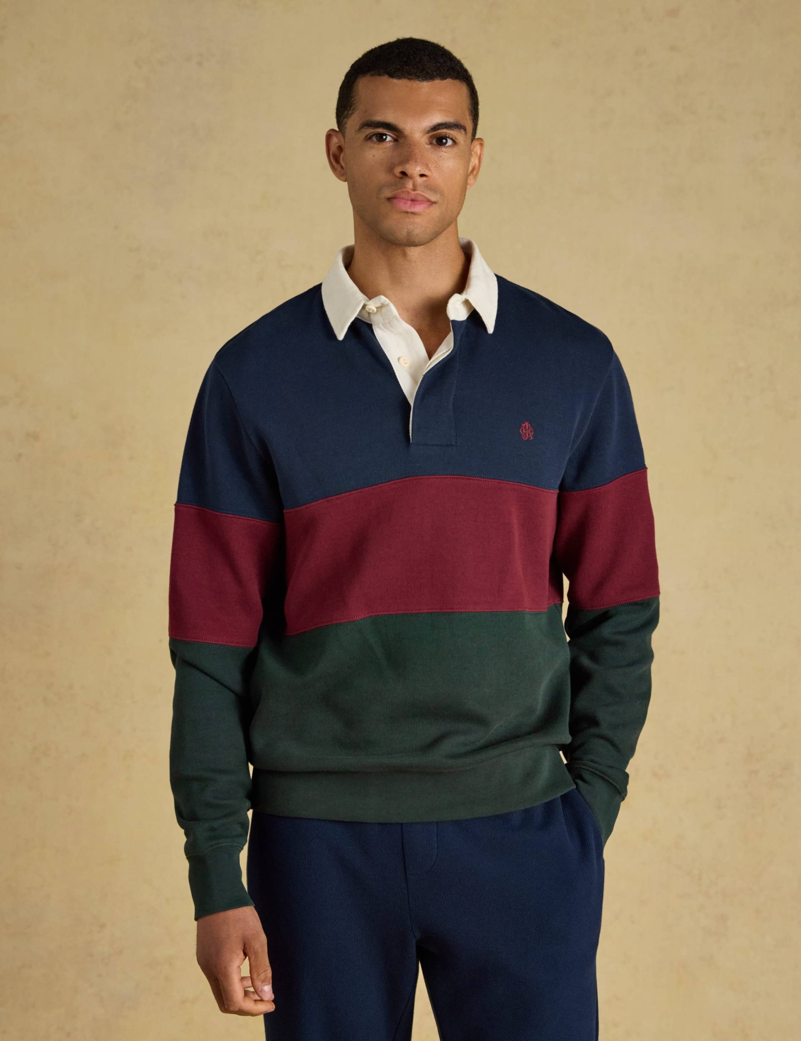 Pure Cotton Colour Block French Rib Rugby Shirt
