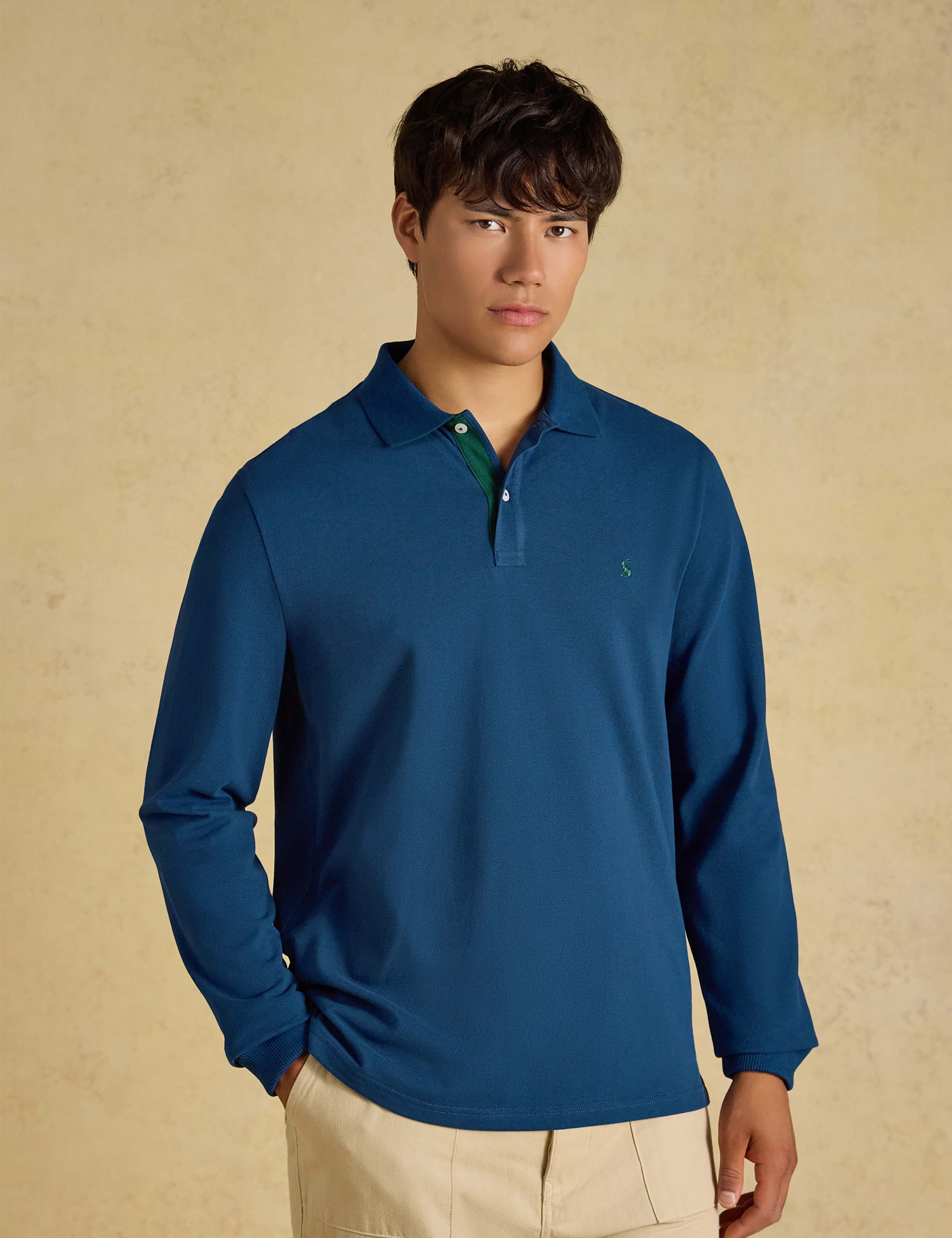 Pure Cotton Pique Long Sleeve Polo Shirt
