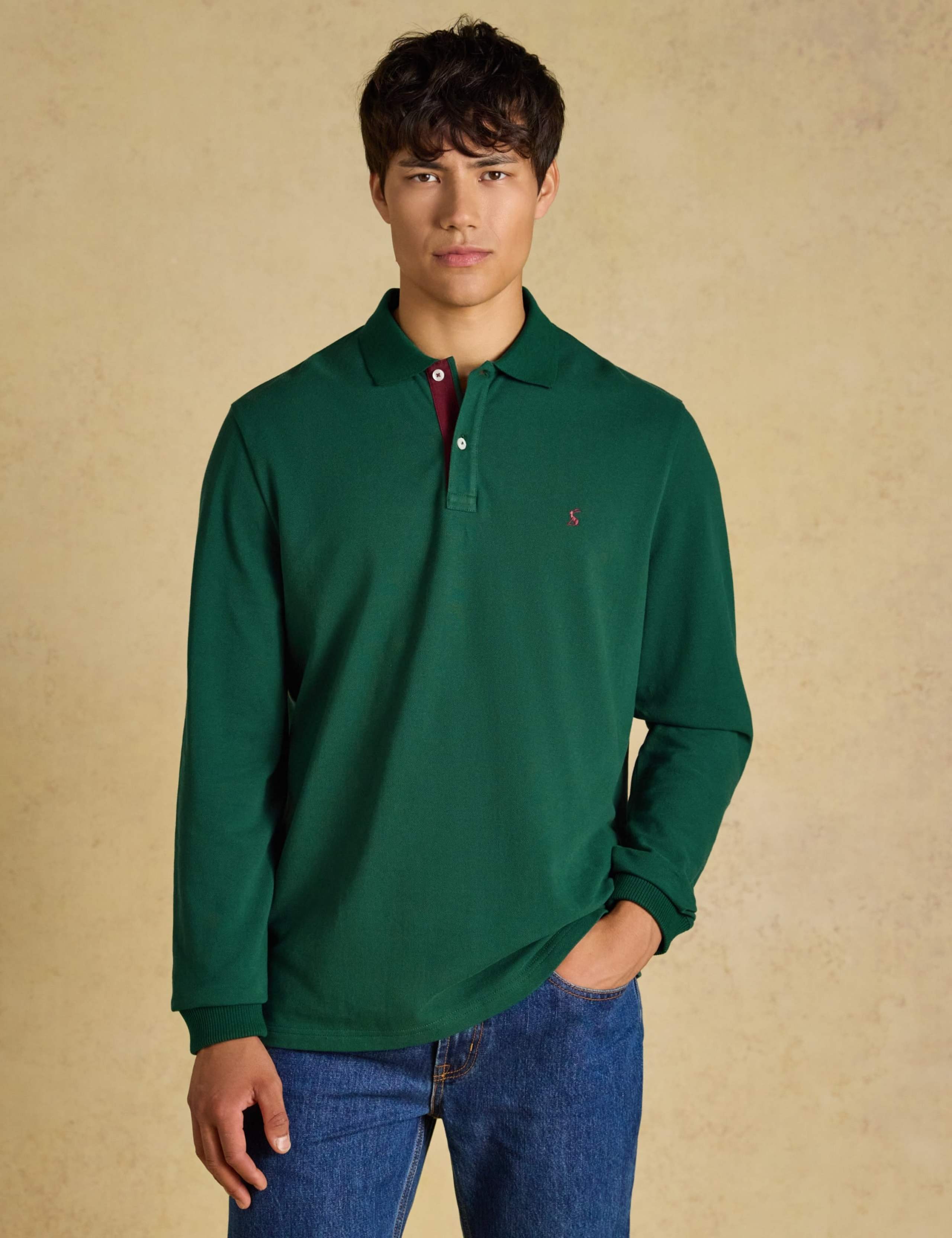Pure Cotton Pique Long Sleeve Polo Shirt