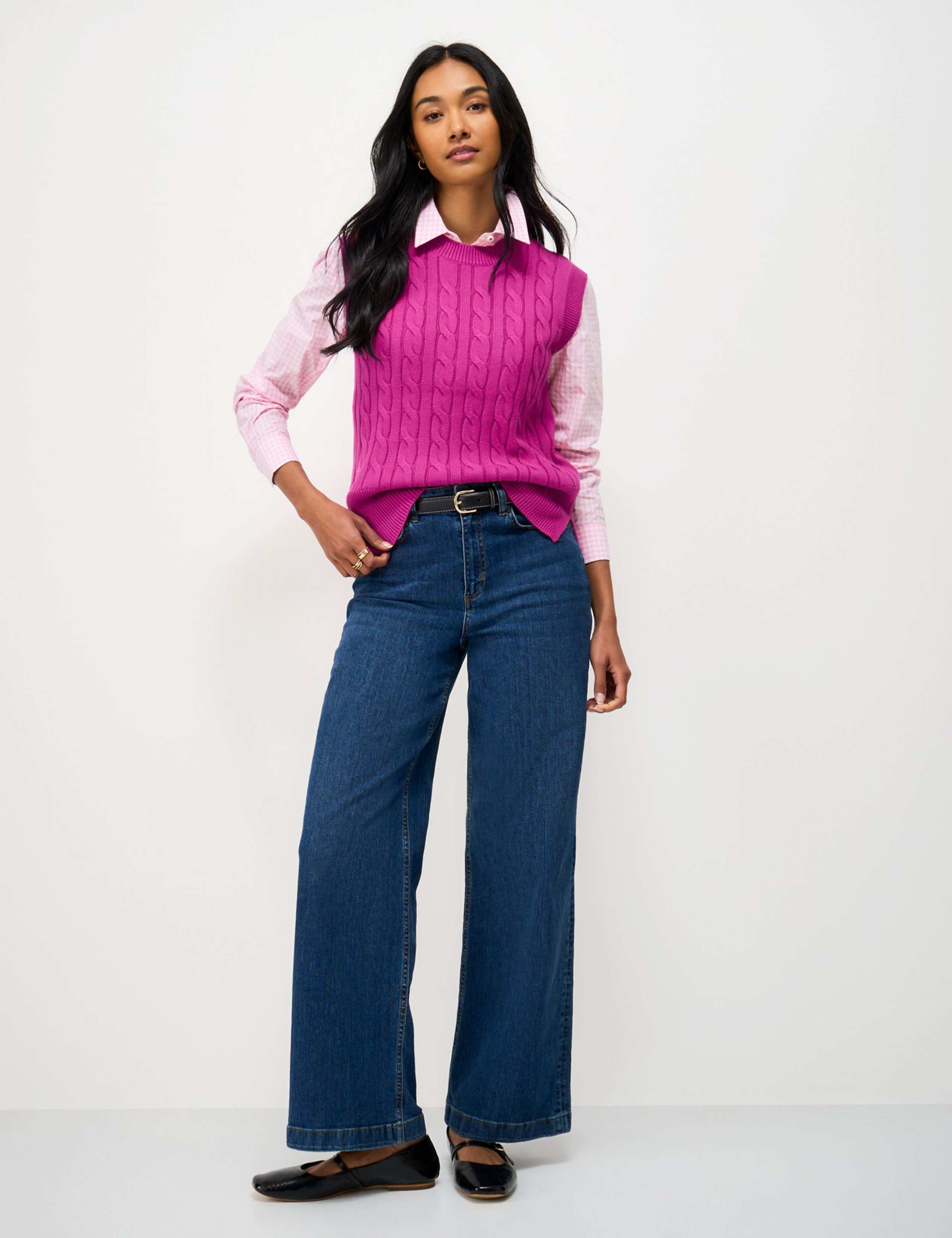 Pure Cotton Cable Crew Neck Knitted Vest