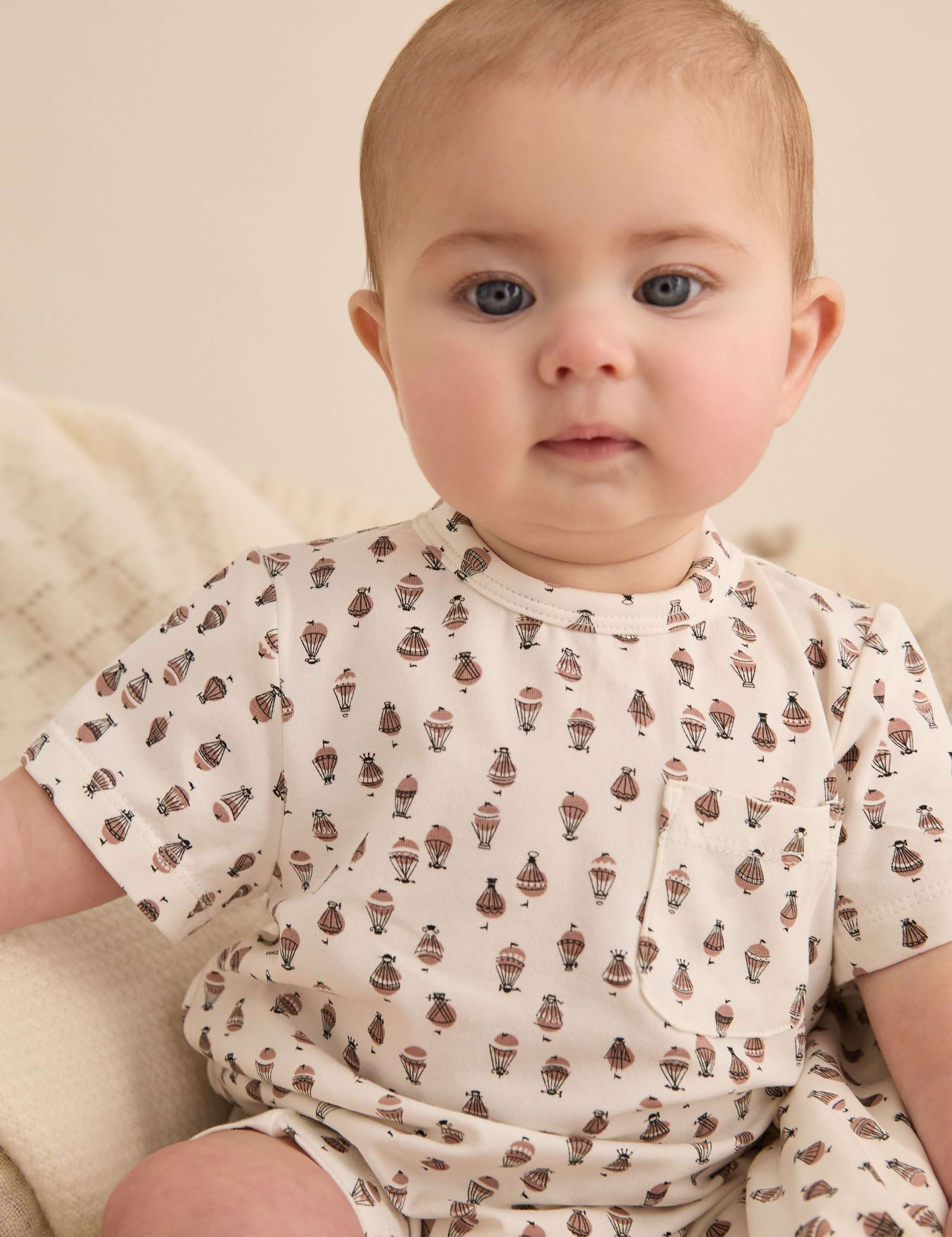 Cotton Rich Hot Air Balloon Print Romper (0-24 Mths)