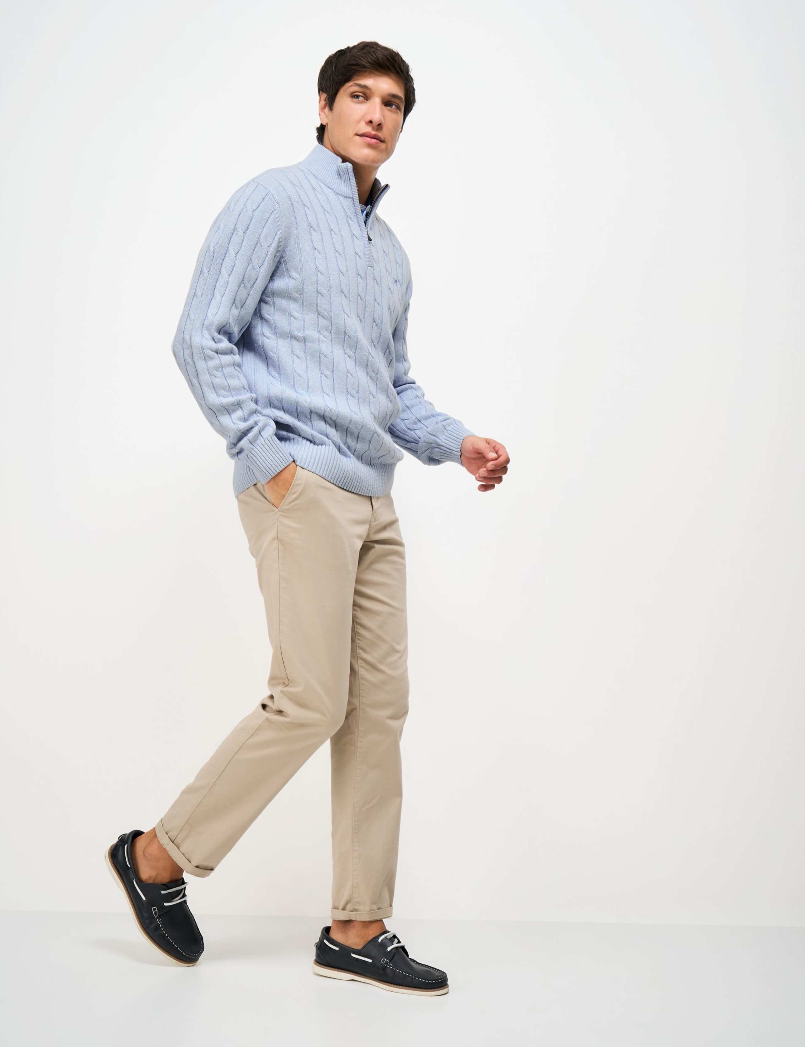 Pure Cotton Cable Funnel Neck Jumper