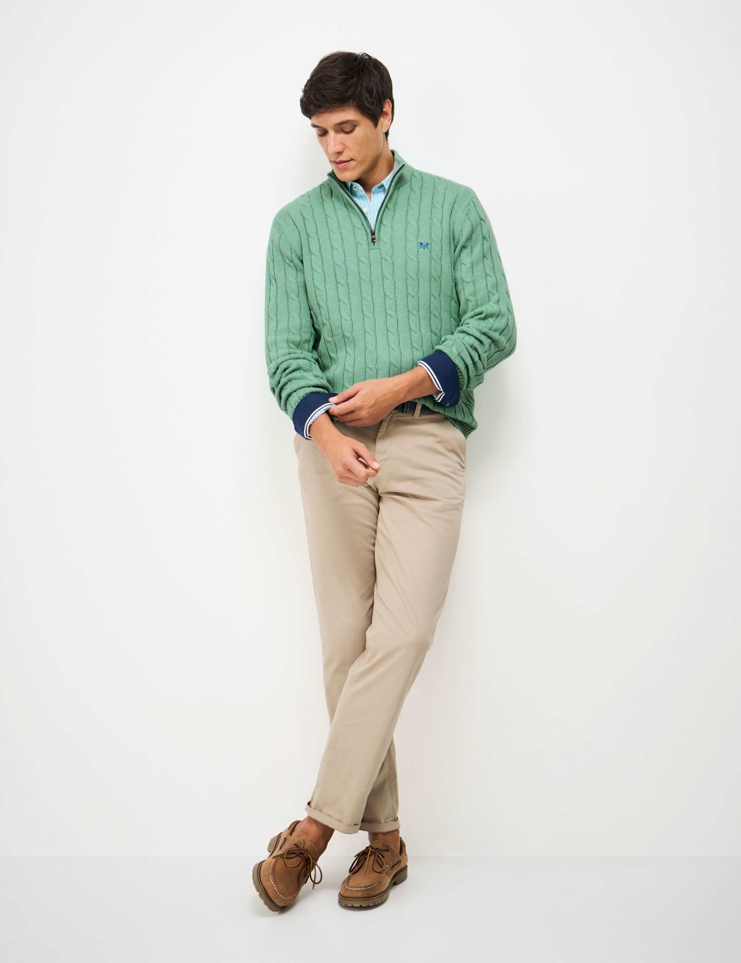 Pure Cotton Cable Funnel Neck Jumper